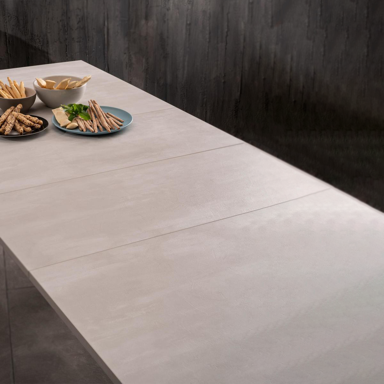 Extendable table "Blanche" melamine top metal legs cm 130/290x80 76h