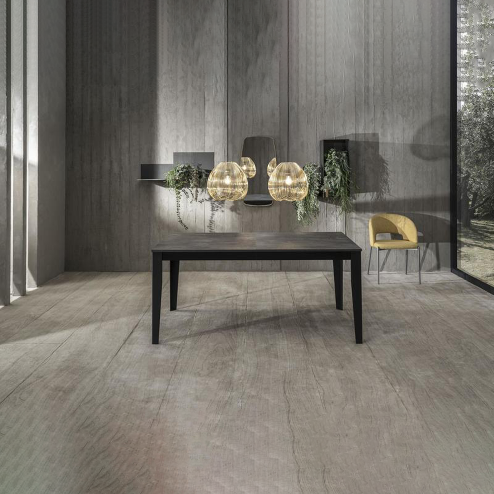 Extendable table "Blanche" melamine top metal legs 14 seats cm 316x90 76h