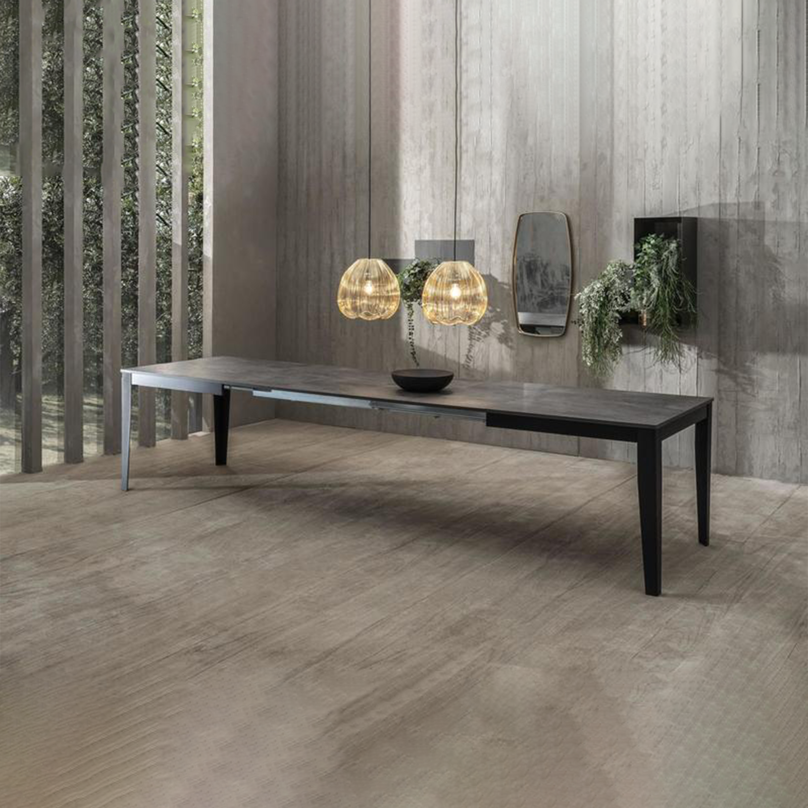 Extendable table "Blanche" melamine top metal legs cm 130/290x80 76h