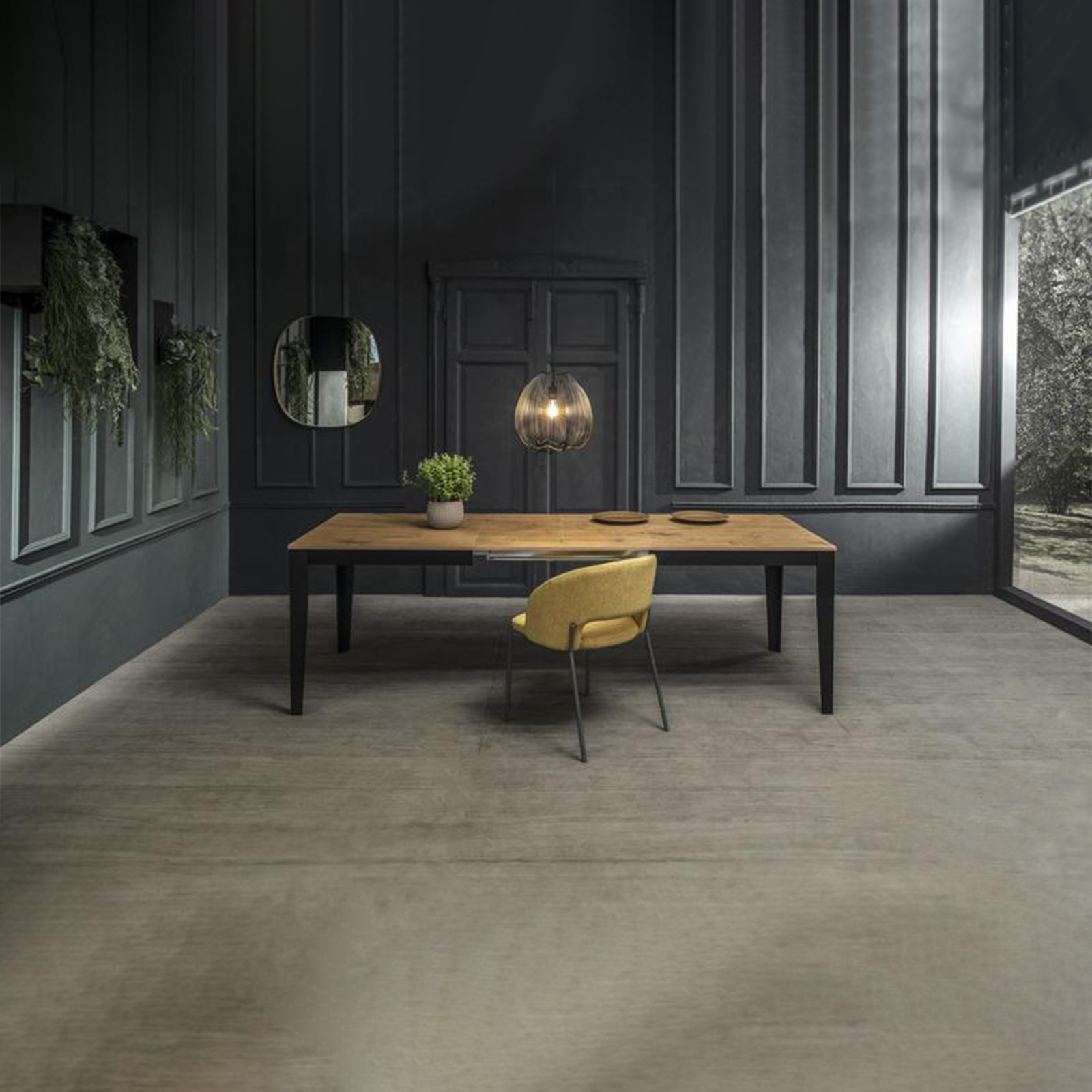 Extendable table "Blanche" melamine top metal legs cm 130/290x80 76h