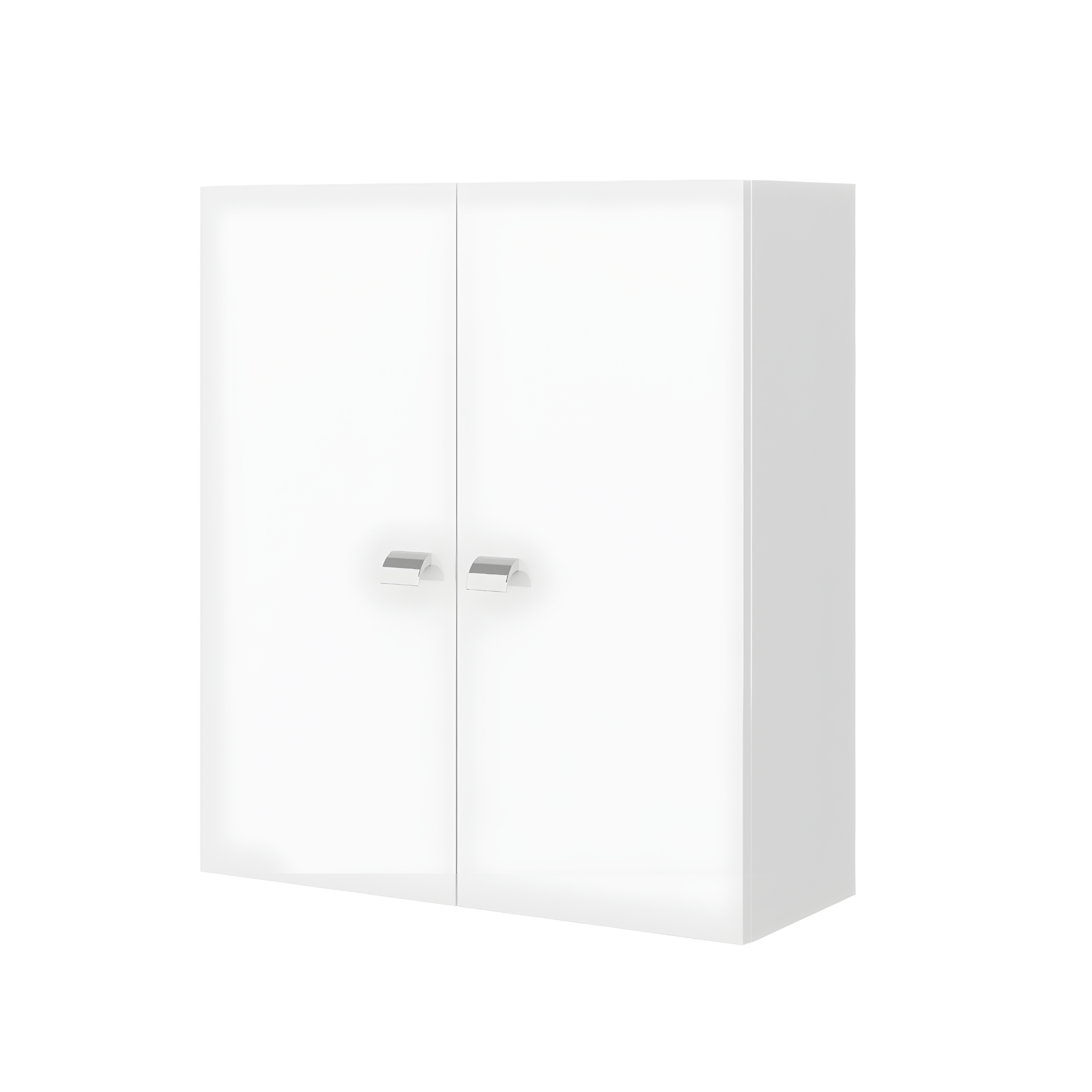 "Kiro" bathroom furniture in melamine with a glossy white finish, built-in ceramic sink and mirror