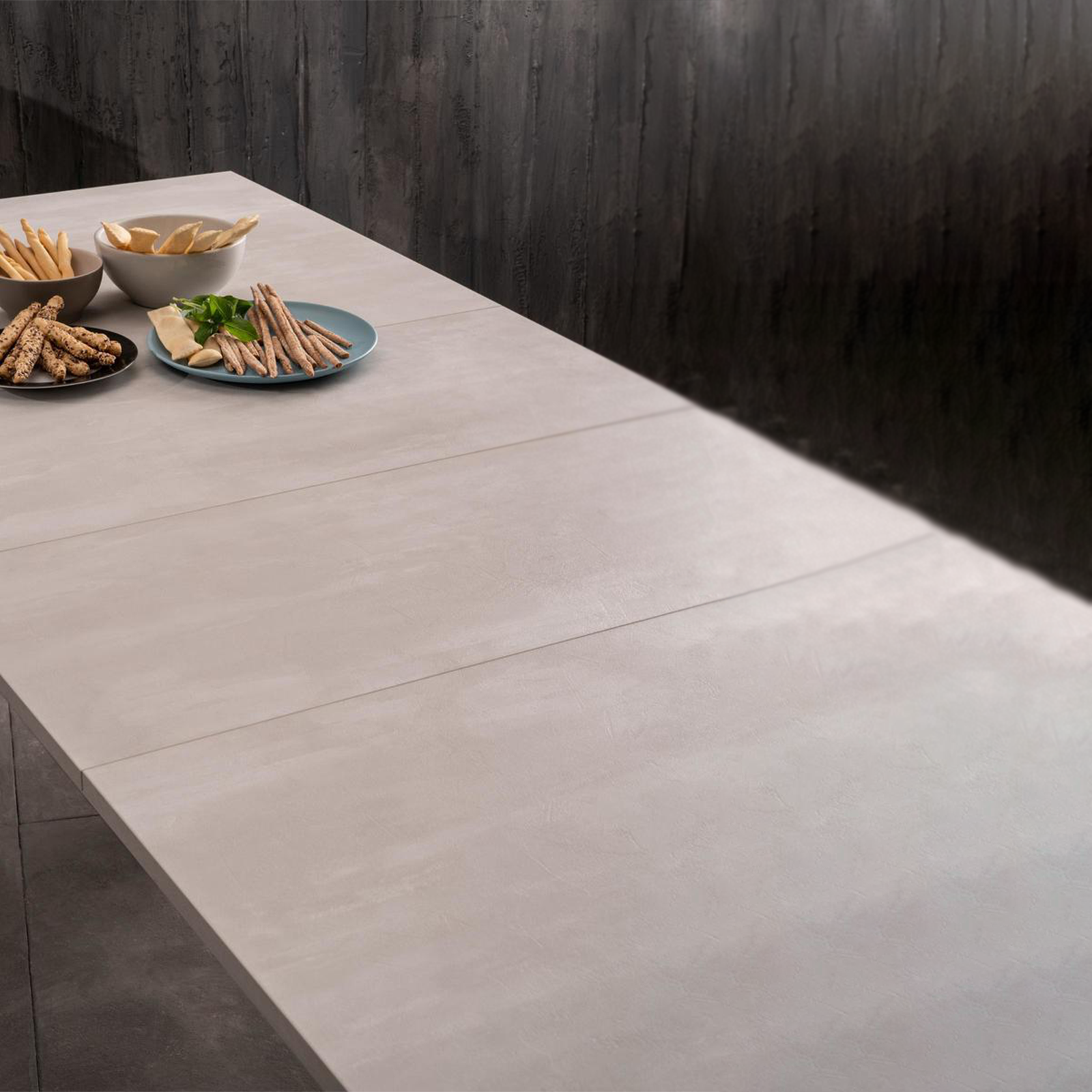 Extendable table "Blanche" melamine top metal legs 14 seats cm 316x90 76h