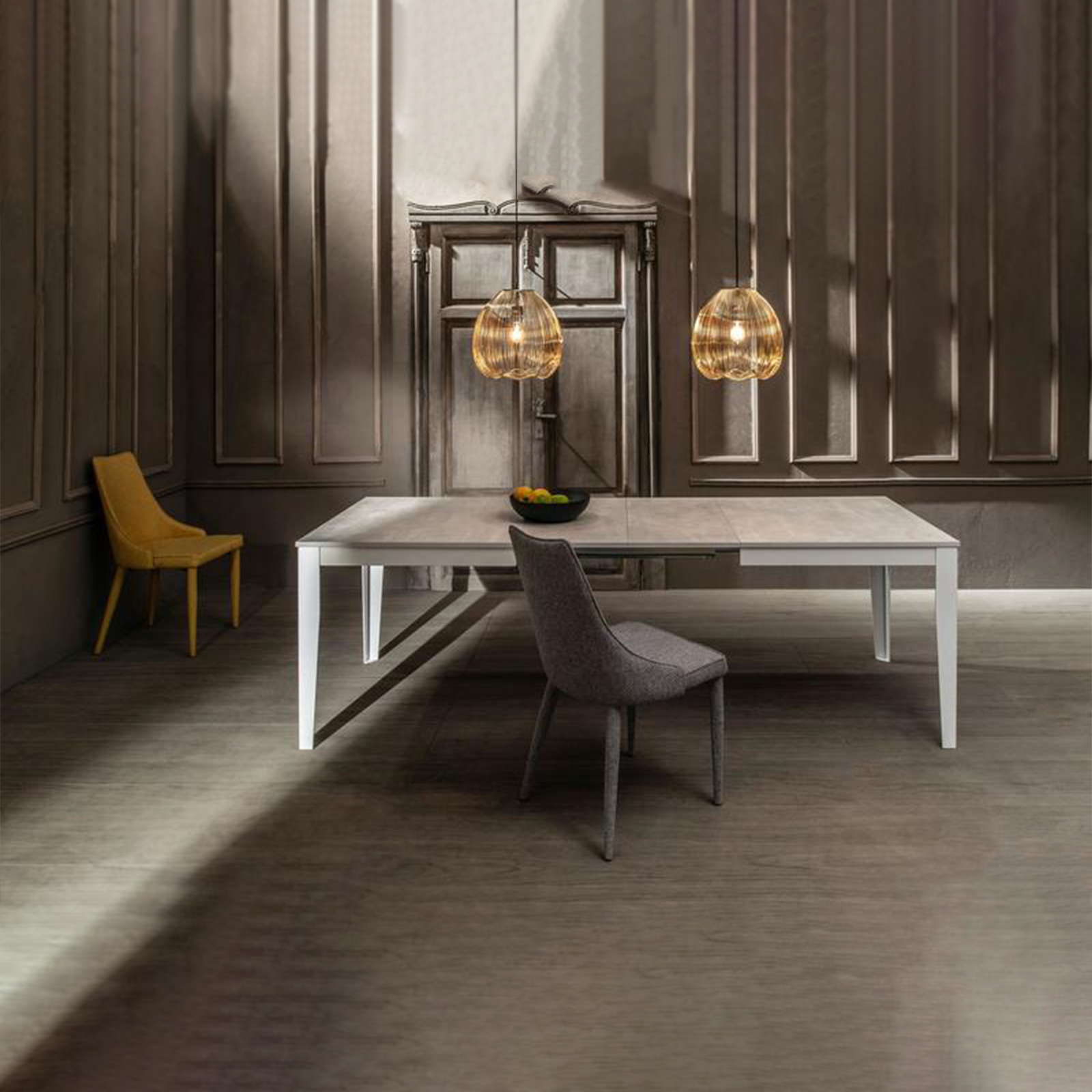 Extendable table "Blanche" melamine top metal legs cm 130/290x80 76h