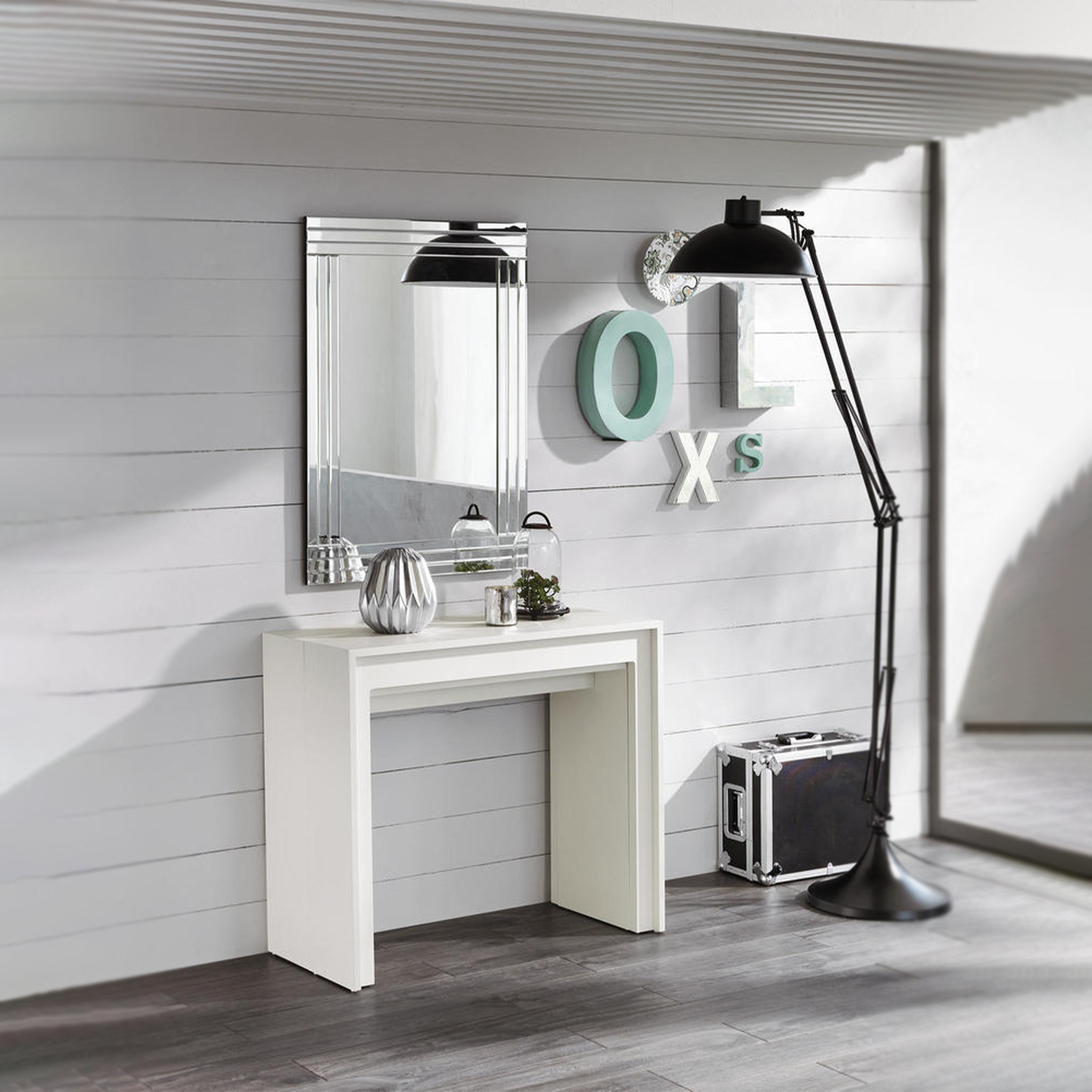 Extendable console table "Pinocchio" in lacquered wood 10 seats cm 43/302x90 76h