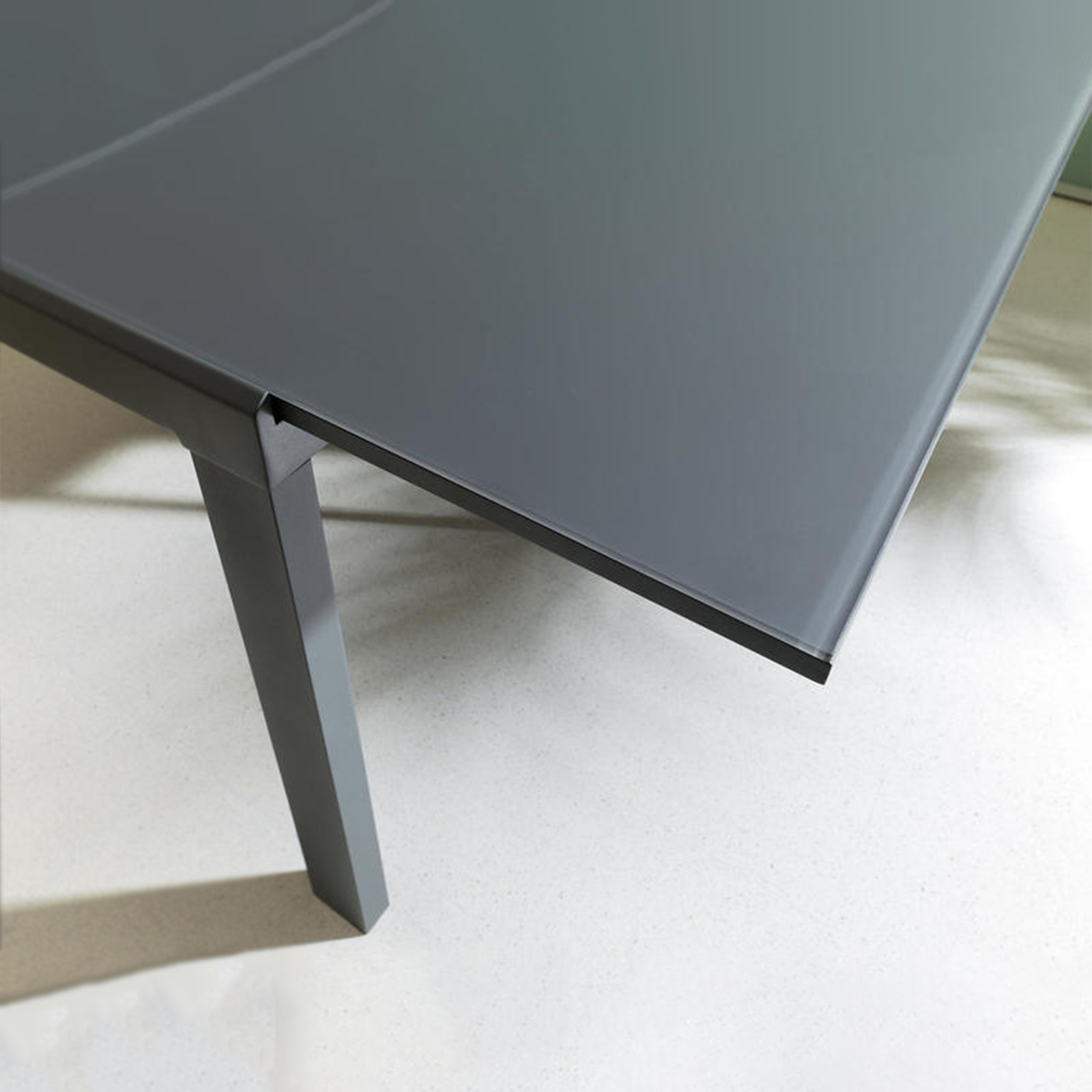 Extendable table "Benny" tempered glass top metal frame 6 seats 164x90 cm 76h