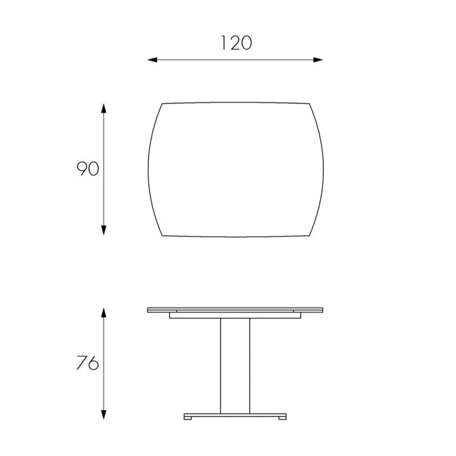 Extendable table "Bangkok" in textured glass with metal legs, 120/180x90 cm, 76h