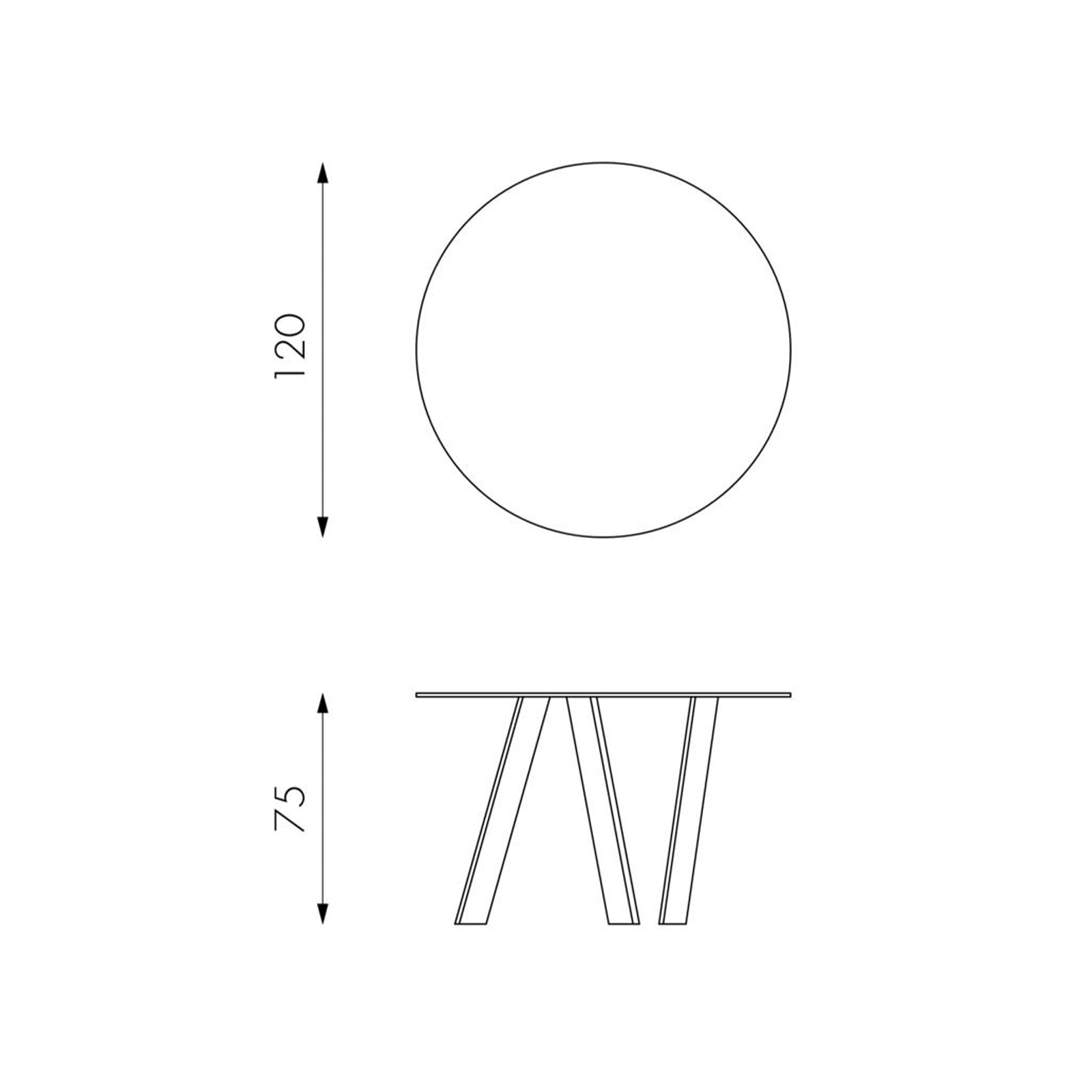 "Idahol" modern round dining table in tempered glass, 120x120 cm, 75 cm high.