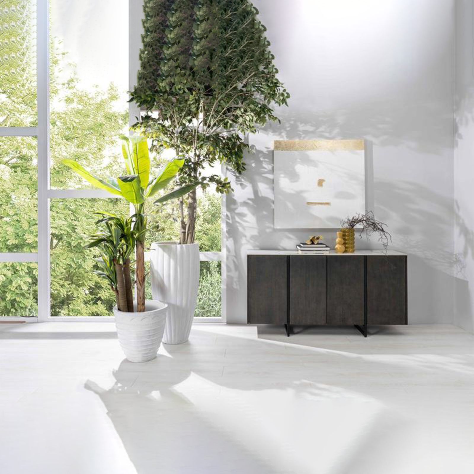 "Alpha" wooden sideboard with ceramic top, 4 doors, 160x40 cm, 85h