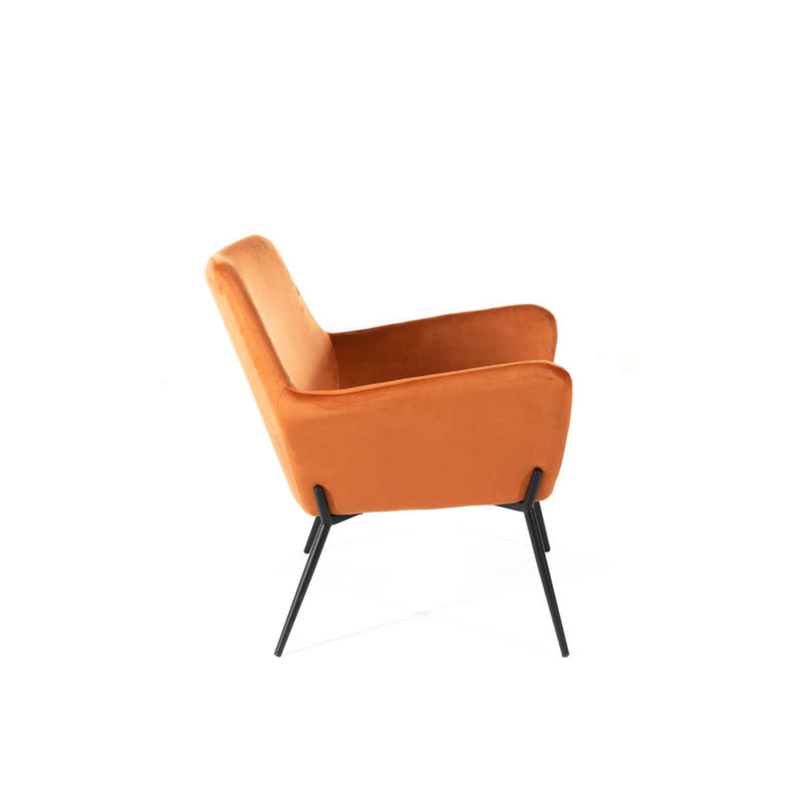 Modern "Gaia" upholstered velvet armchair with metal legs, 70x72 cm, 79h