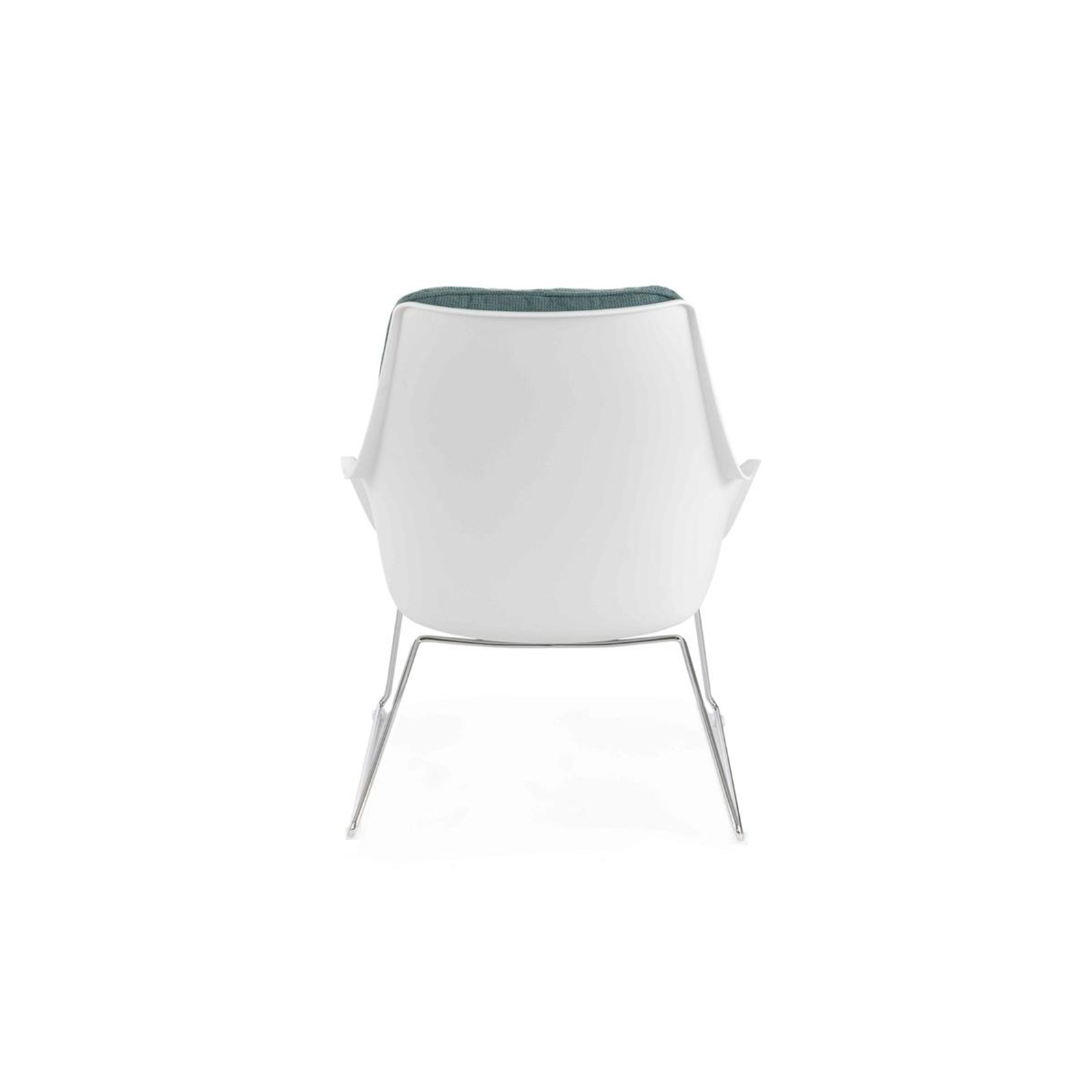 "Audrey" modern upholstered armchair in fabric with metal legs, 74x85 cm, 86 cm high.