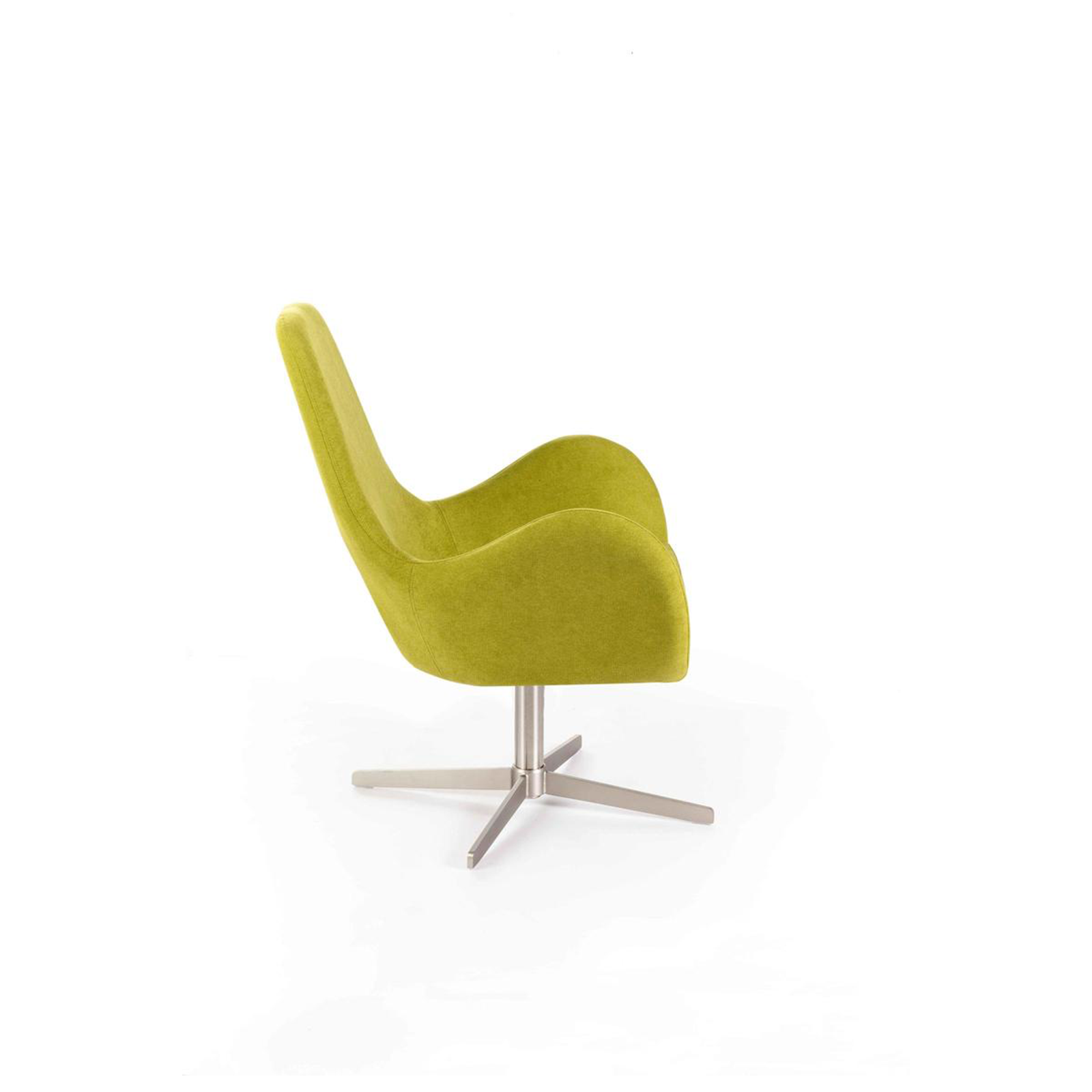 Modern swivel armchair "Orpea" in fabric with chrome base cm 72x64 85h