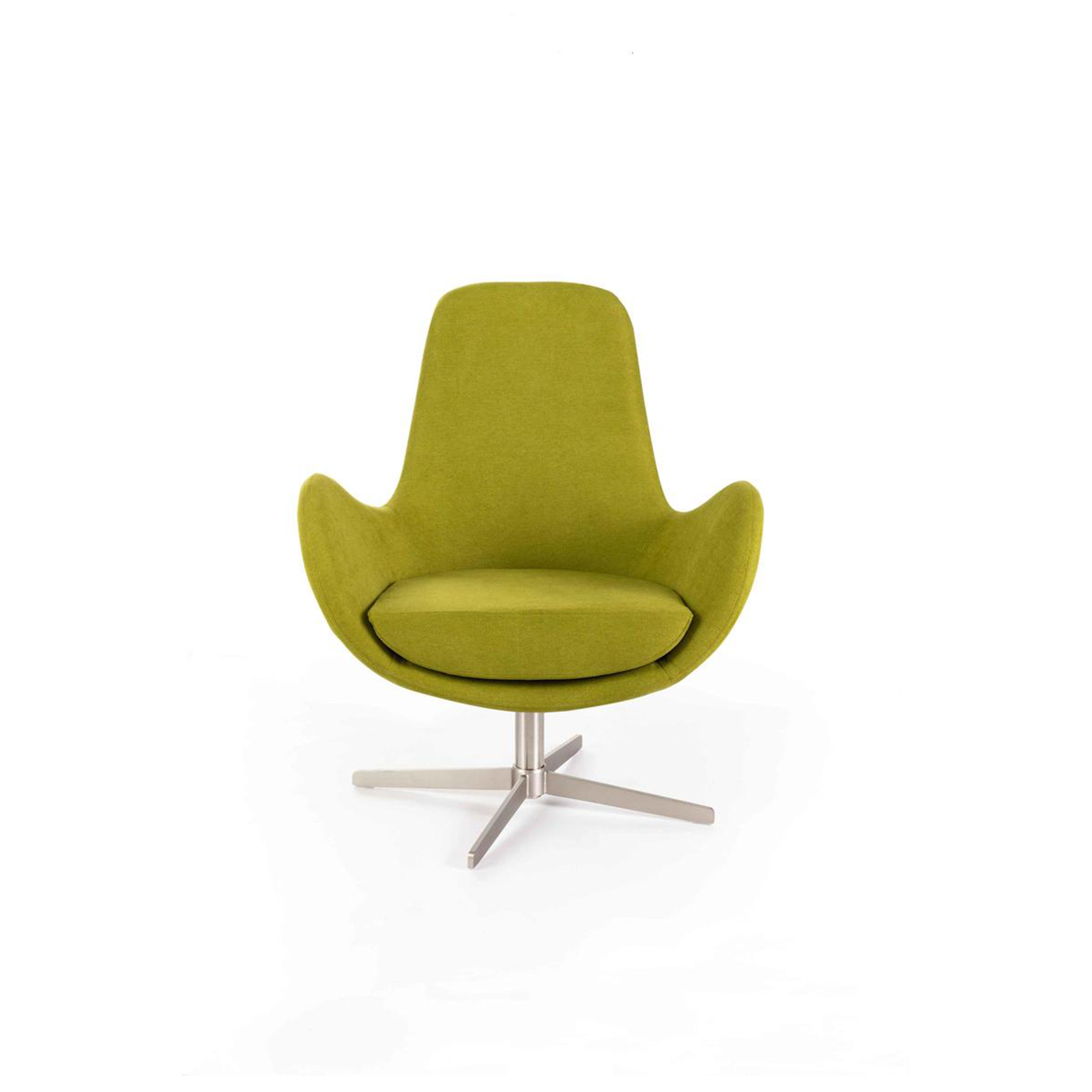 Modern swivel armchair "Orpea" in fabric with chrome base cm 72x64 85h