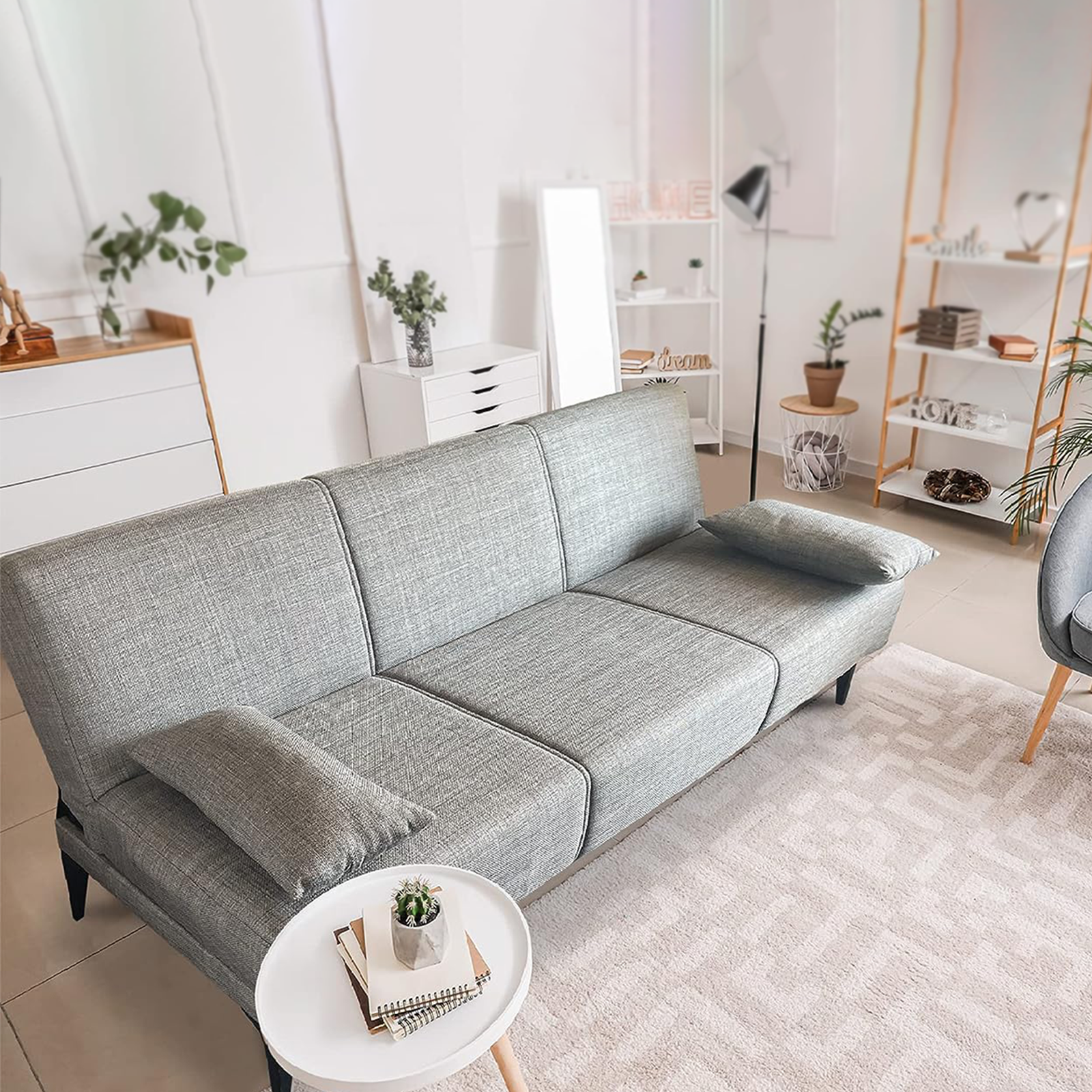 Divano prontoletto "Capri" a 3 posti in tessuto senza braccioli cm 190x80 83h