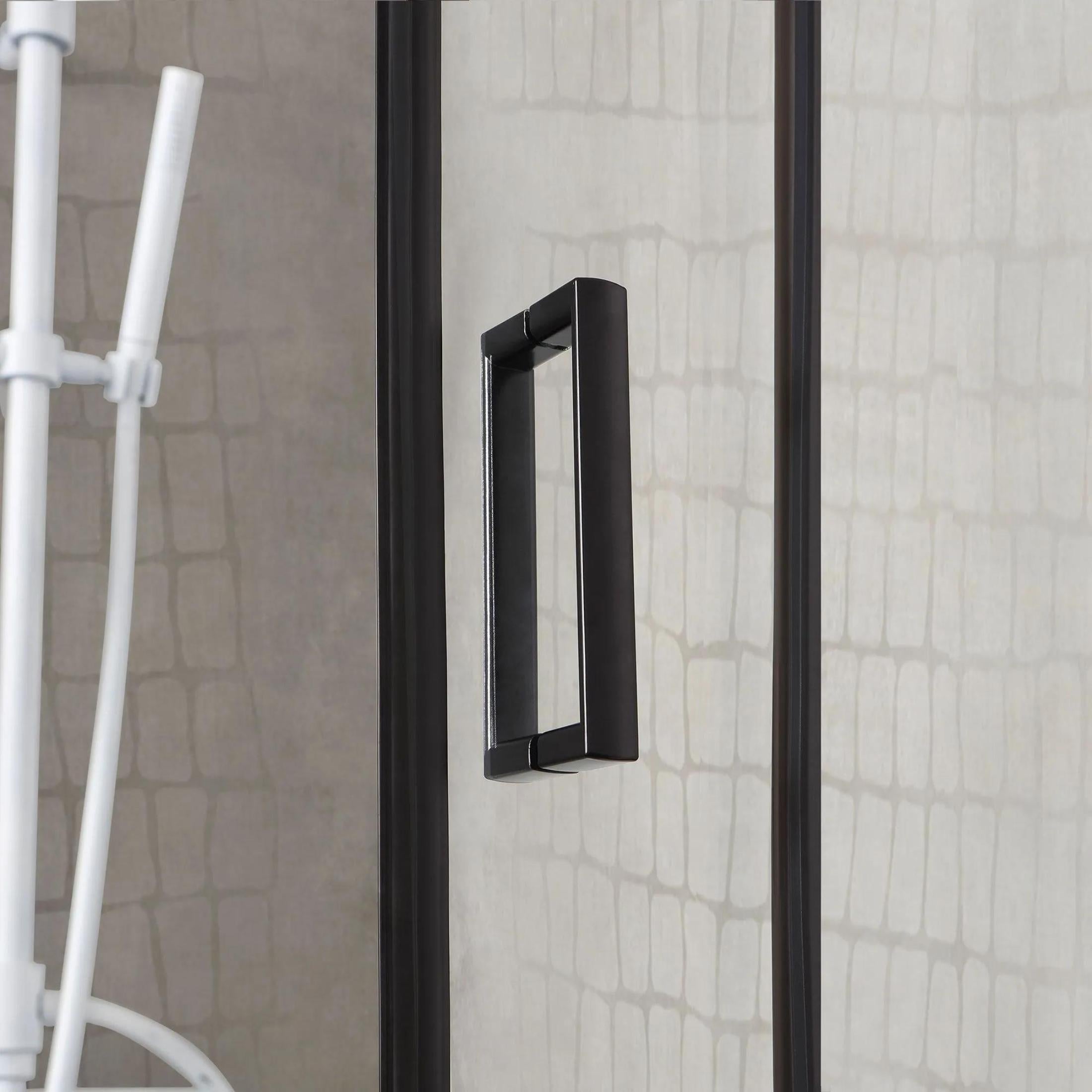 "Cielo" square shower enclosure in clear glass with matt black profile, height 190 cm