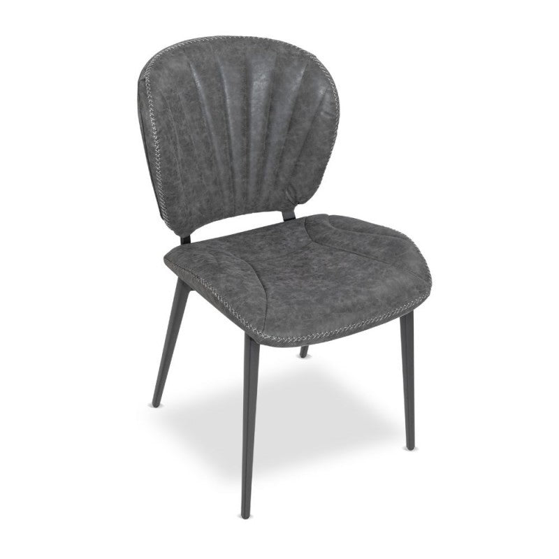 Set of "Elice" dining chairs upholstered in eco-leather with black metal legs, 47.5x65.5 cm, 85 cm high.