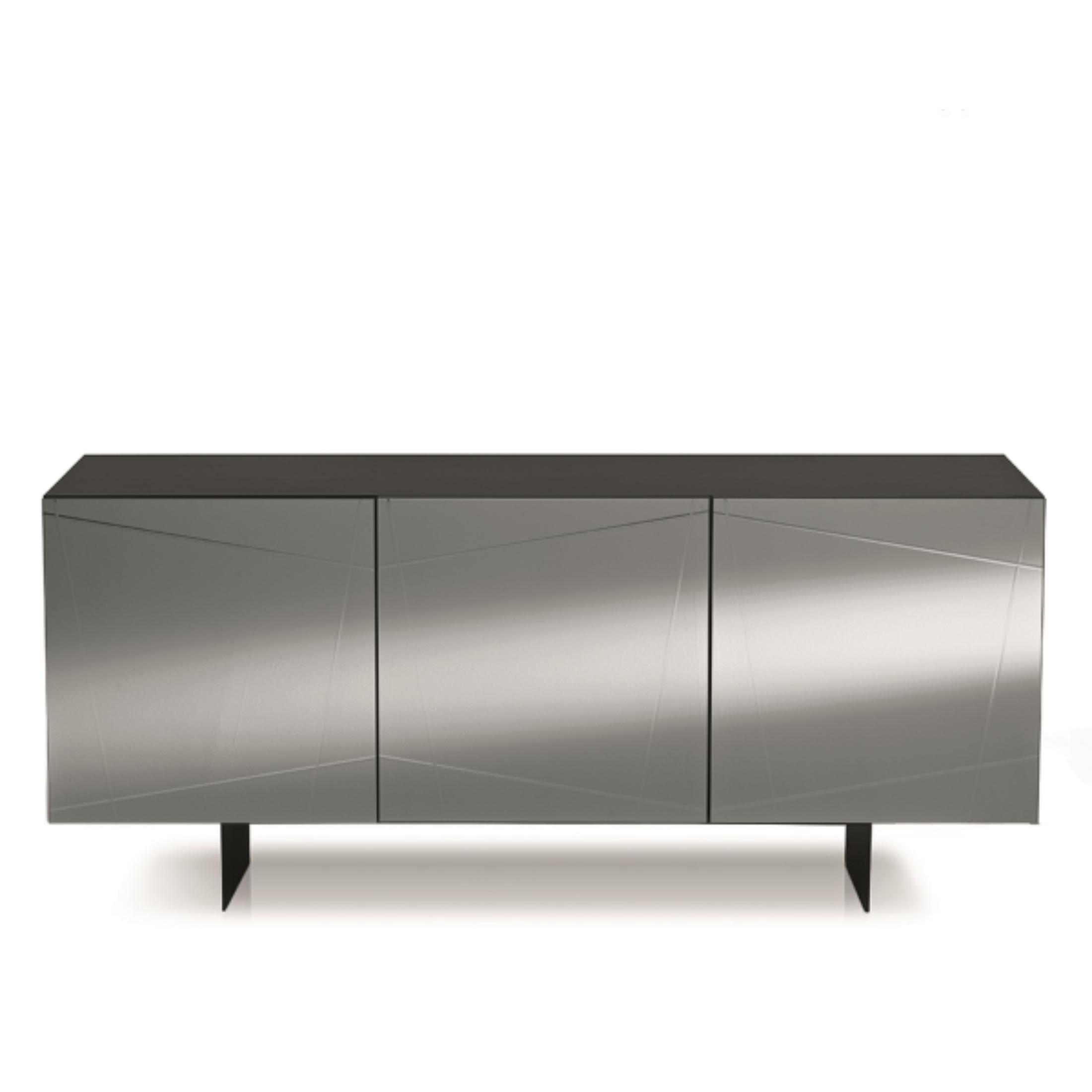 Modern, pre-assembled wooden sideboard "Conty" with 3 mirrored doors, 180x50 cm, h80 cm