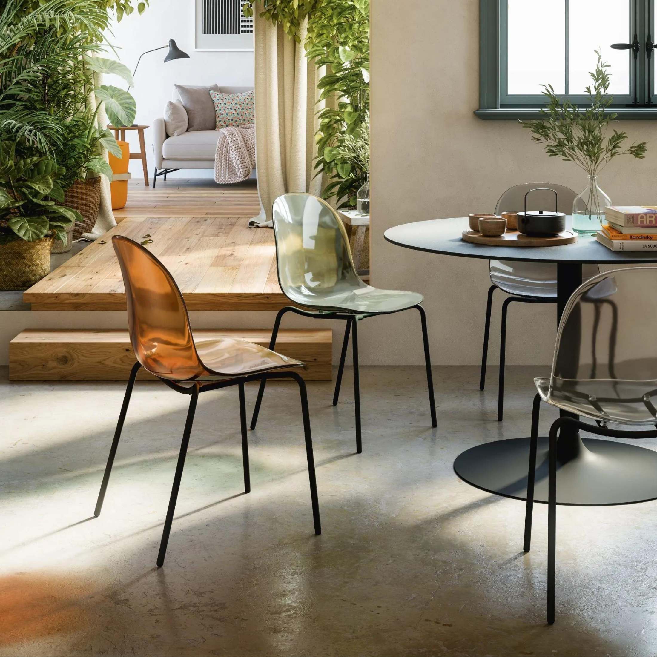 Set of modern living room chairs "Academy" in transparent polycarbonate 49x51 cm 84h