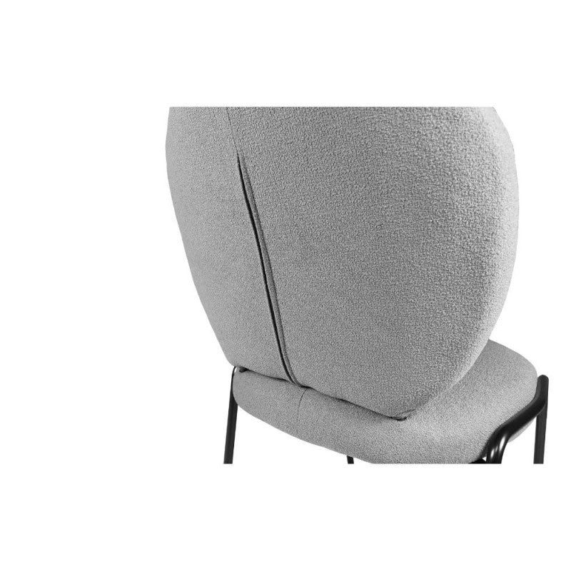 Set of "Sirio" dining chairs upholstered in Teddy fabric with black metal legs, 53x39 cm, 94h