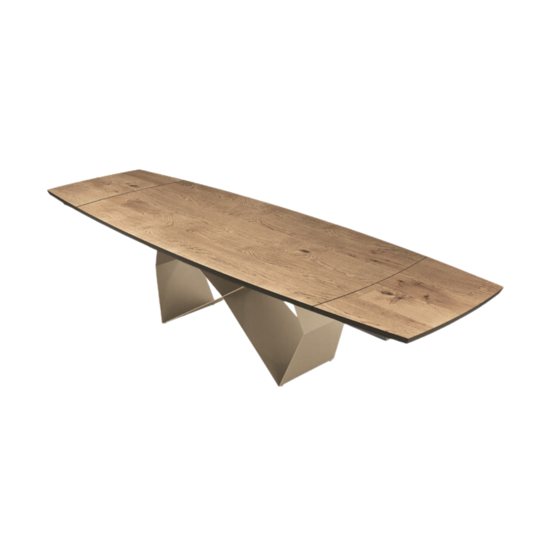 Extendable dining table "Reina" with metal base and oak top, 200/300x100 cm, 75 cm high