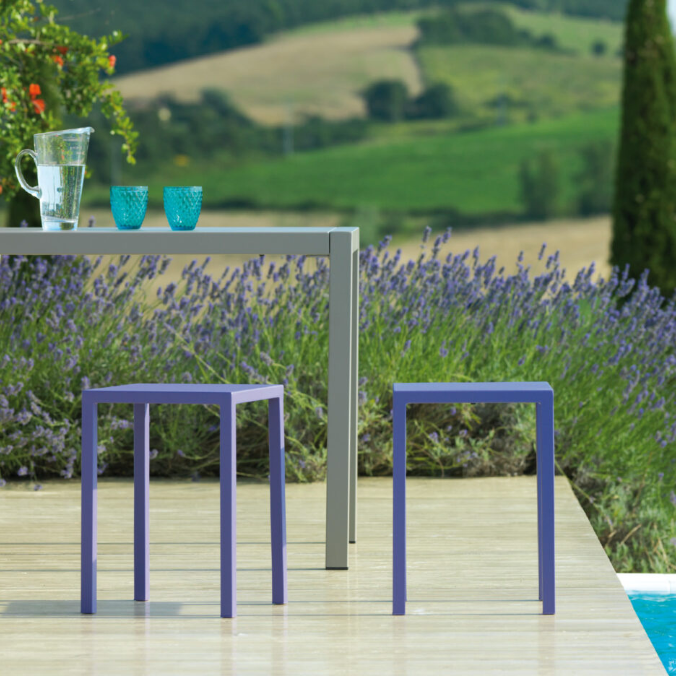 Fixed rectangular metal garden table "Quatris" 80x60 cm 75h