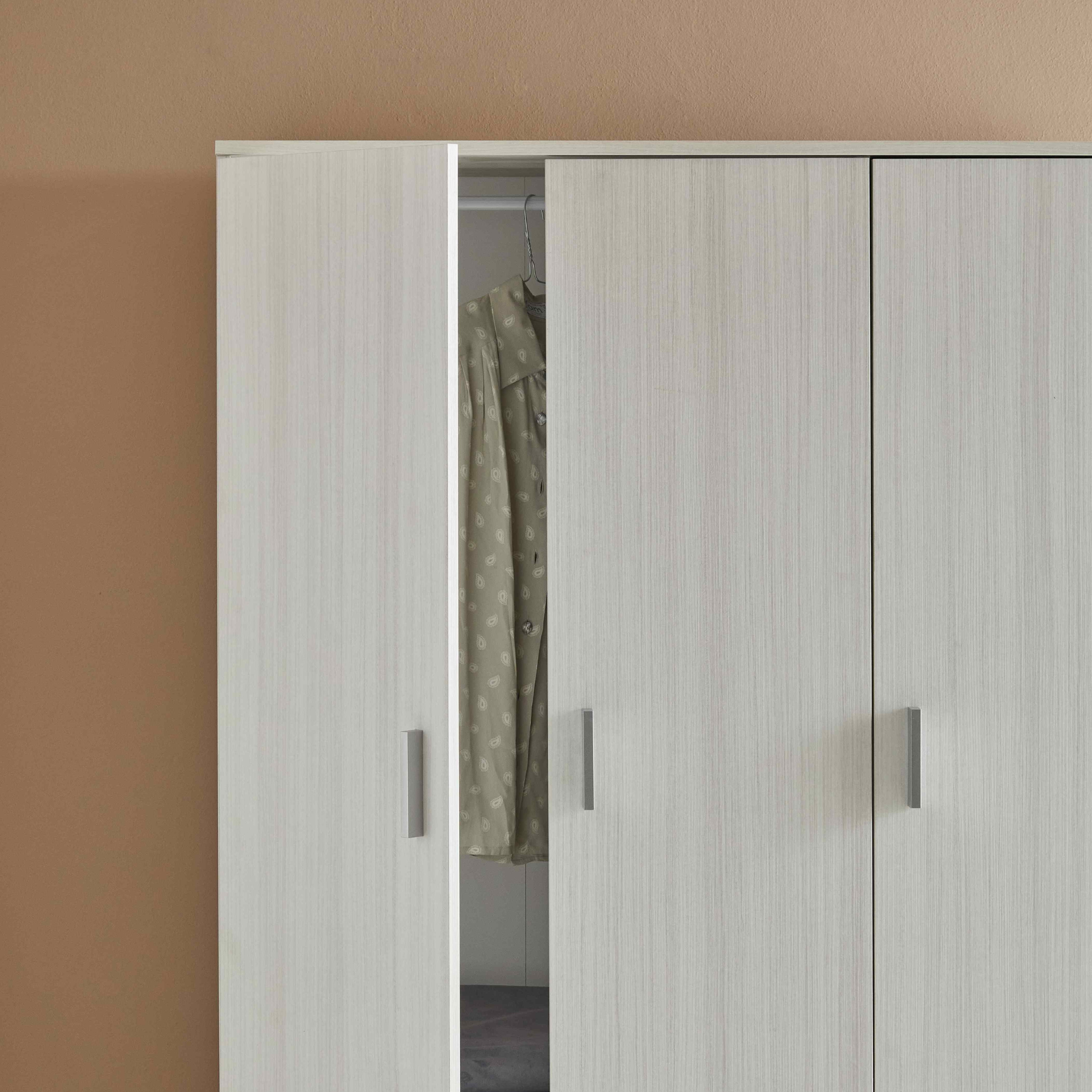 Modern wooden wardrobe with 3 doors, coat hanger, 2 drawers, 111x47 cm, 171h