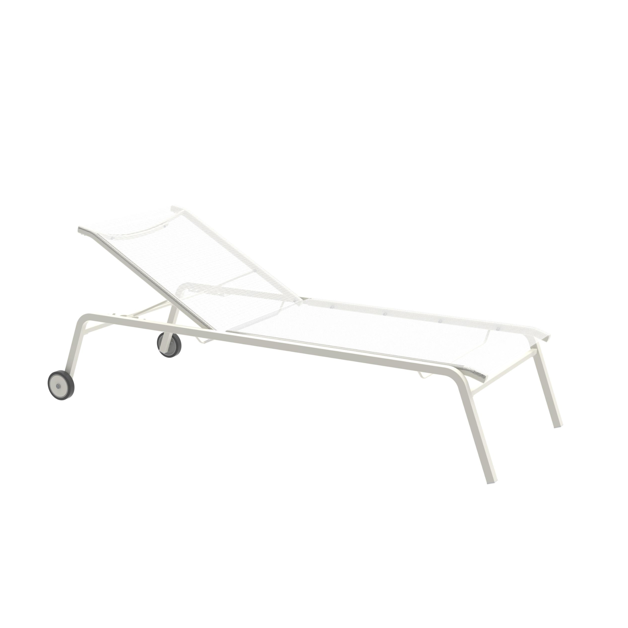 Stackable "Alice4" garden sun lounger in fabric and aluminium, 198x80 cm, 97 cm high