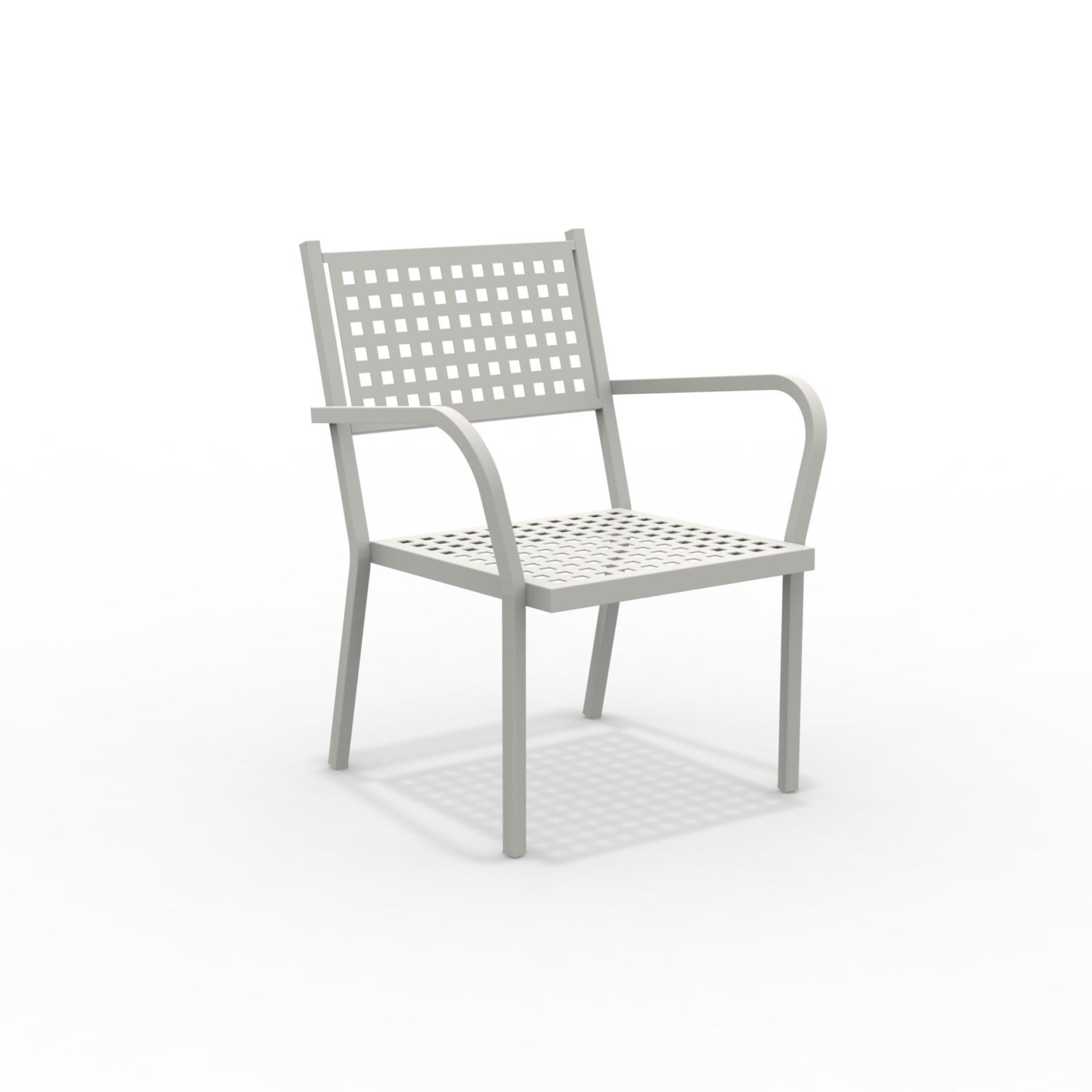 Set of modern "Alice" low stackable metal garden armchairs, 65x63 cm, 77 cm high.