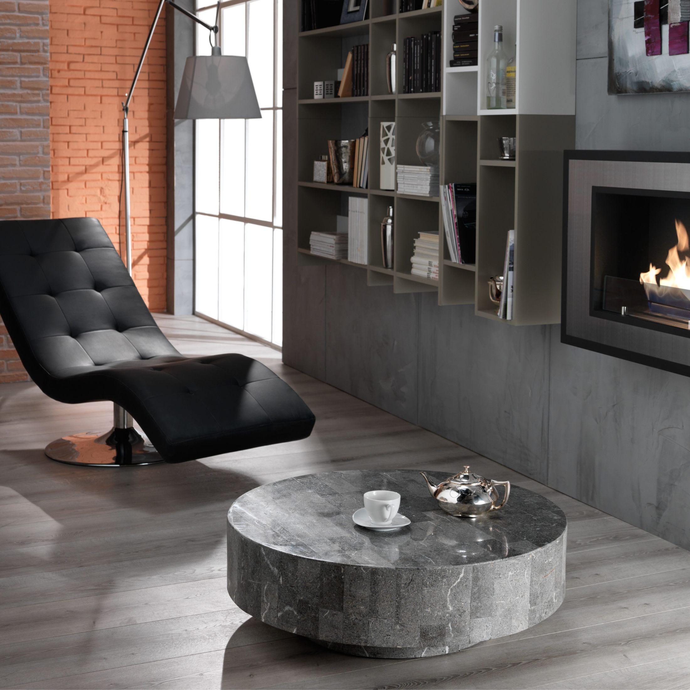 "Cleopas" fossil stone coffee table, 85x85 cm, 28h