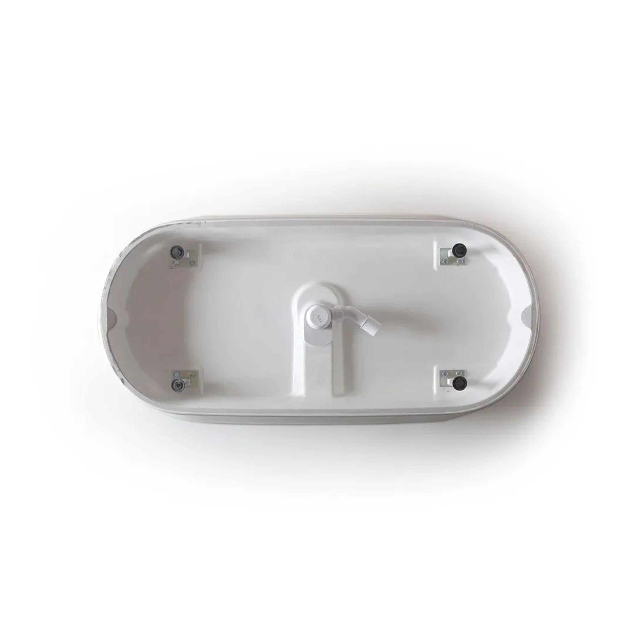 "Bari" oval freestanding bathtub in white recomposed marble, 170x84 cm, 84h