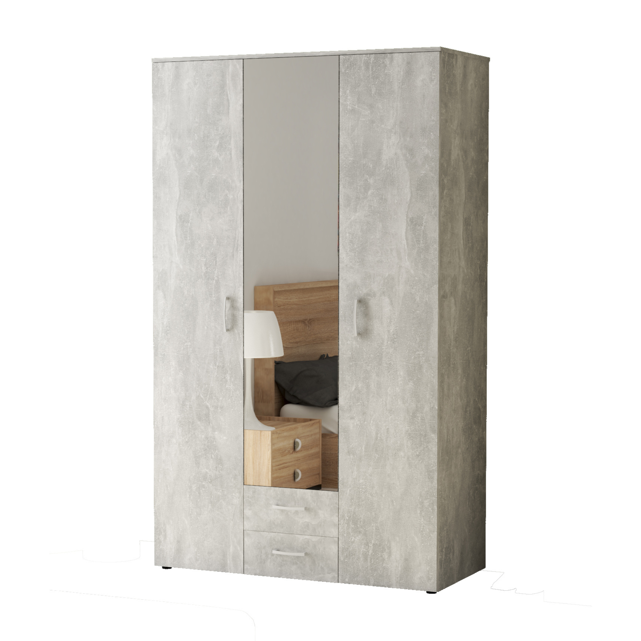 "Bed" wooden wardrobe with mirror 121x54 cm 200h