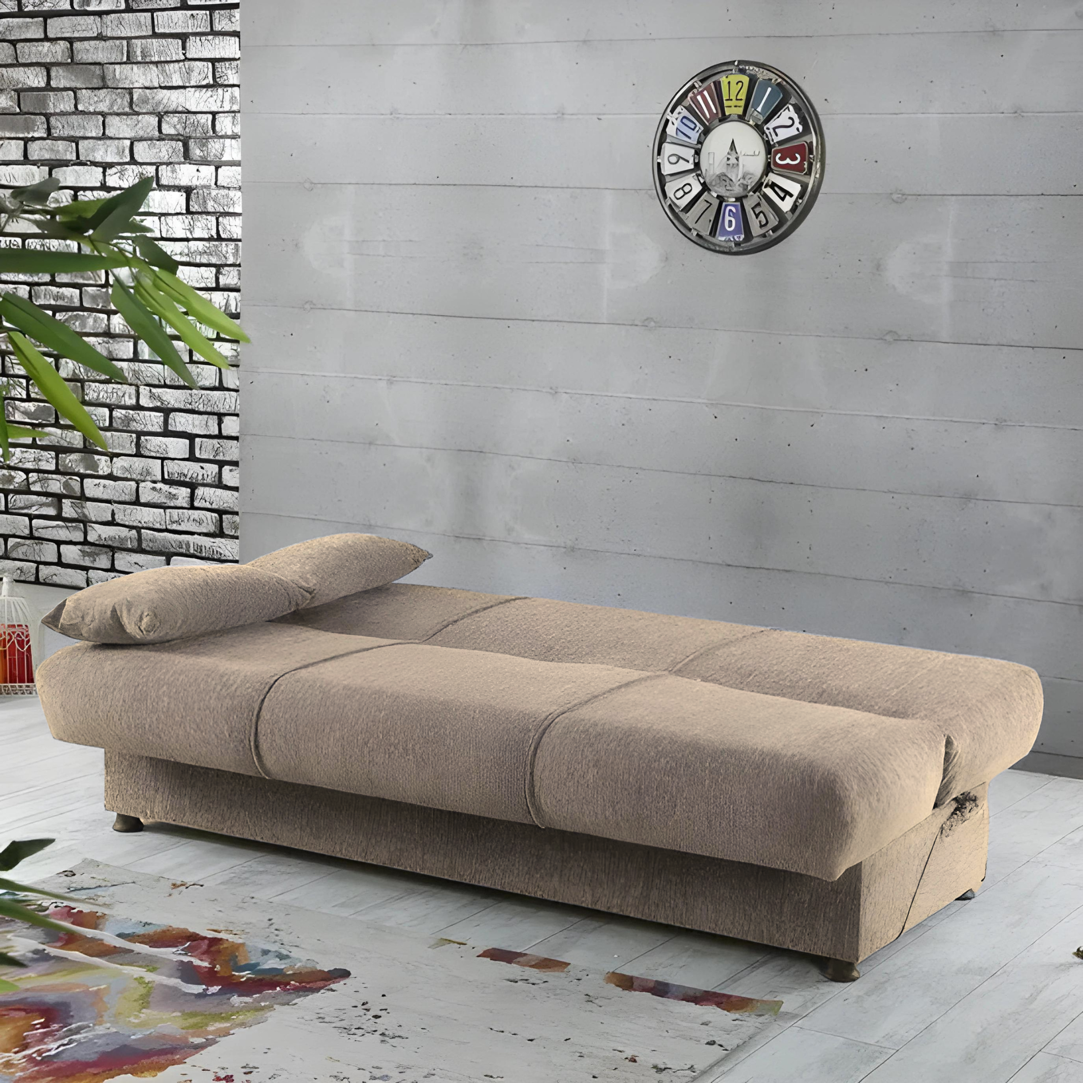 Modern "Jim" fabric sofa bed with storage cm 190x64 90h
