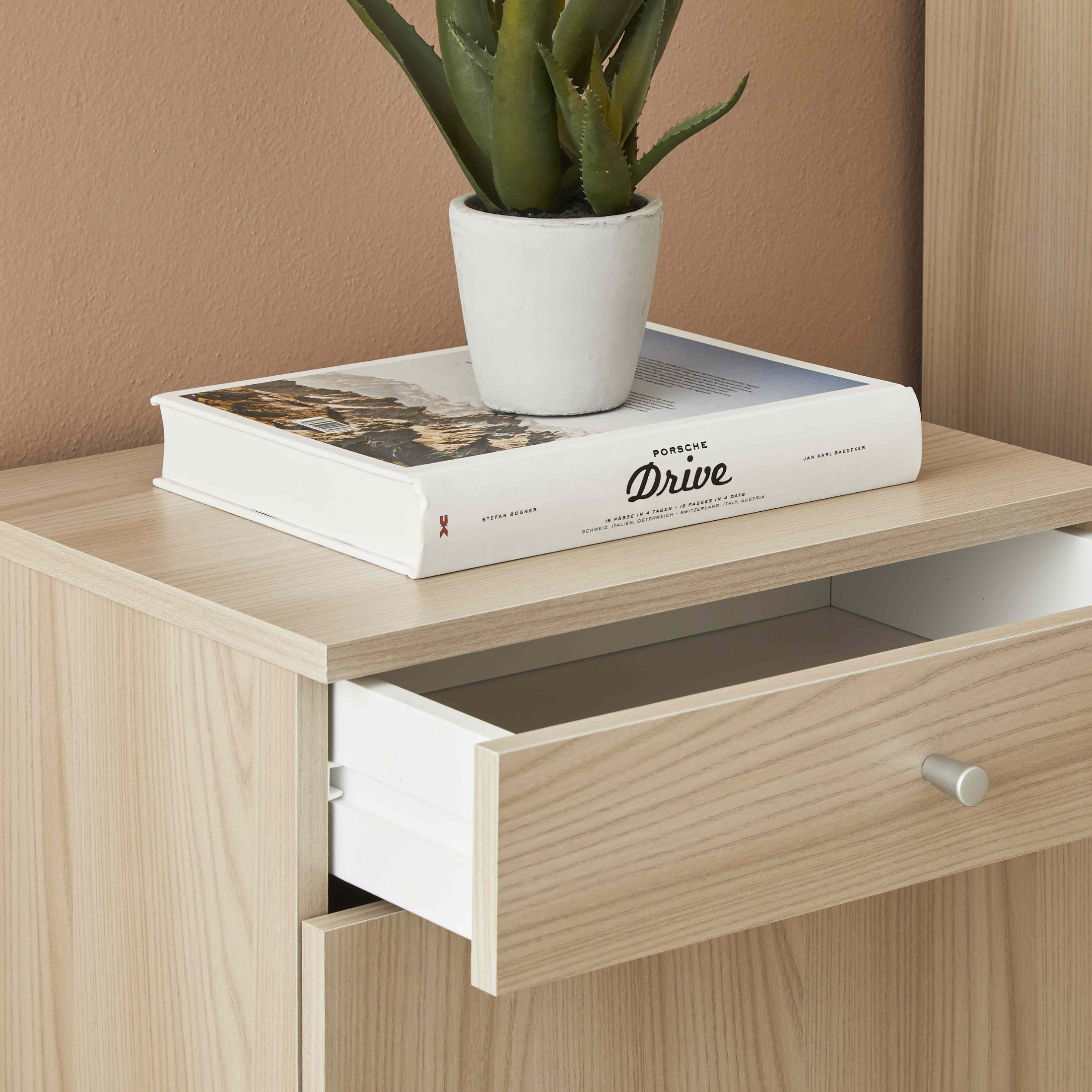 "Eli" modern wooden entrance hall cabinet with 1 door and 1 drawer, 46x34 cm, 80 cm high