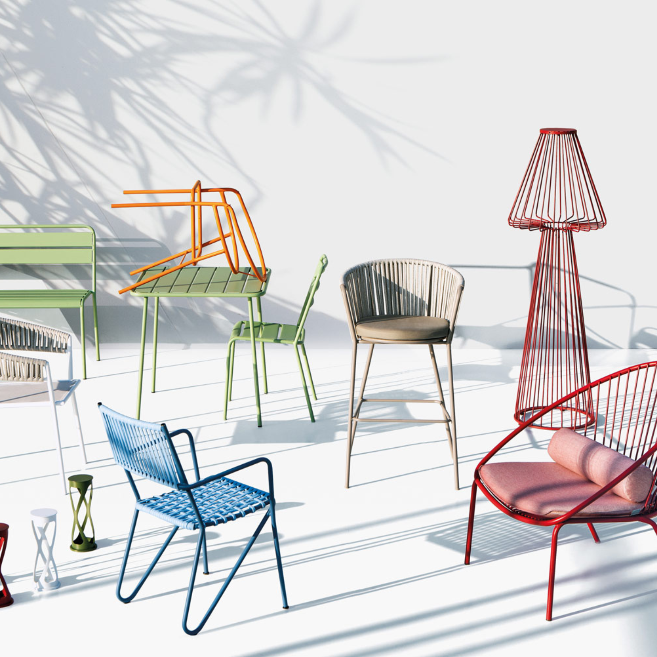 Set of 62x50cm 80cm Daisy Rope Stainless Steel and Rope Garden Chairs