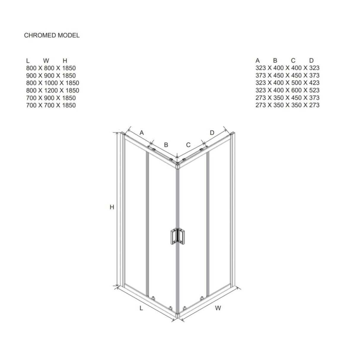 Box doccia quadrato con ante scorrevoli "Genova Two" in vetro temperato opaco h 185 cm - MondoViro