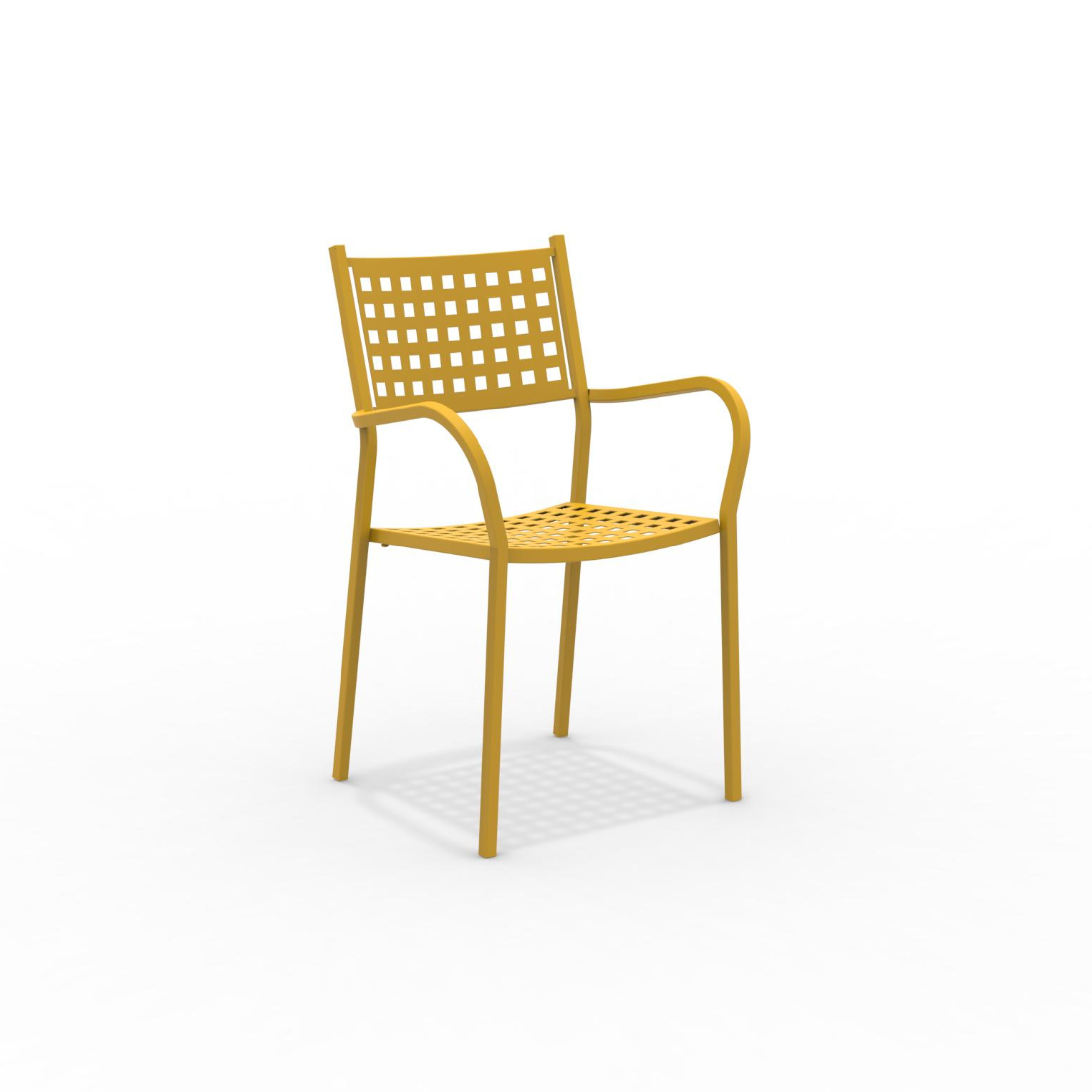 Set of "Alice" metal garden chairs with armrests, stackable, 53x53 cm, 85 cm high.