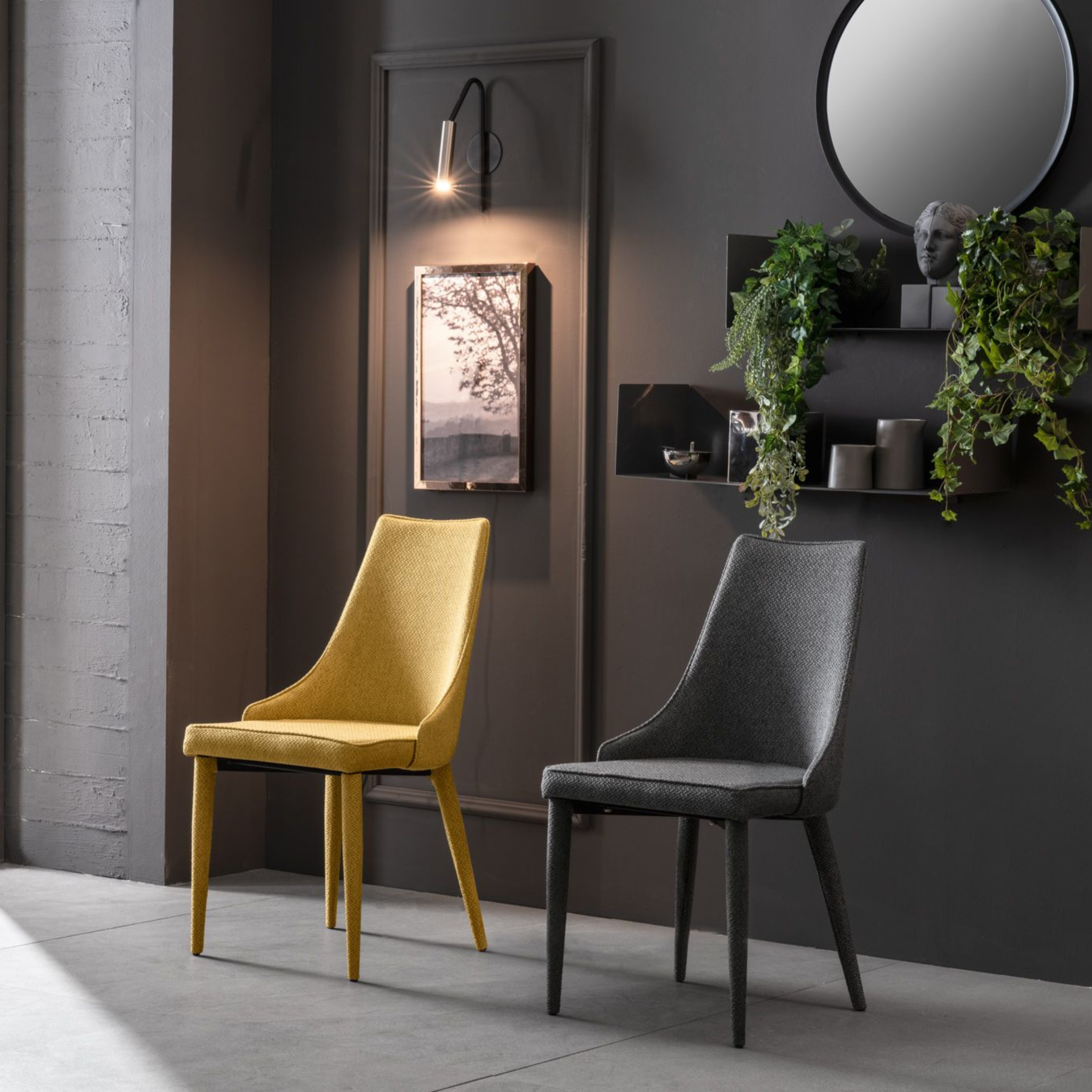 Set of "Edera" upholstered chairs, modern fabric armchairs, 46x46 cm, 91h