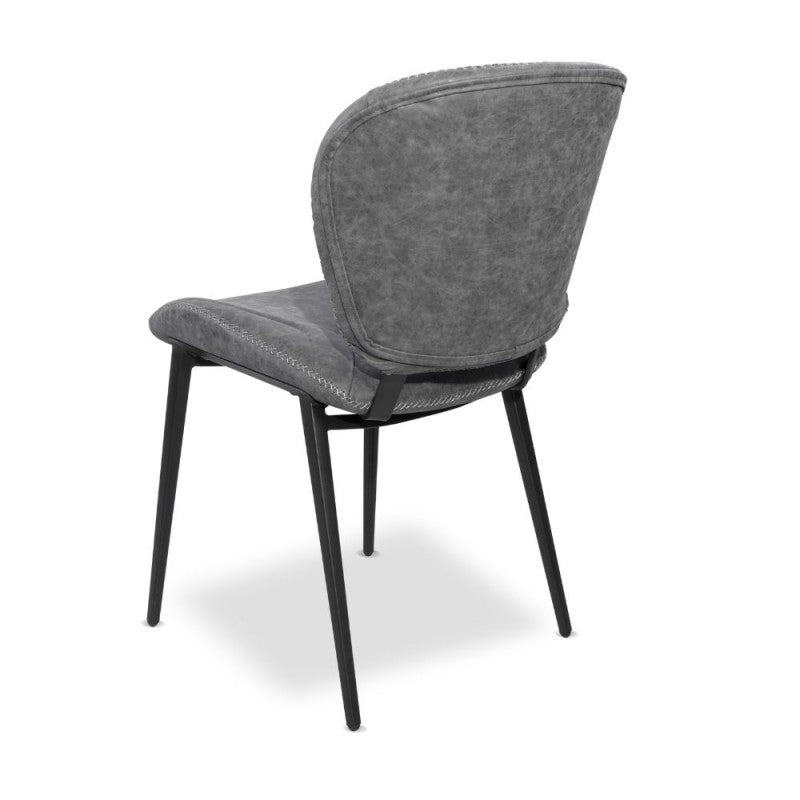 Set of "Elice" dining chairs upholstered in eco-leather with black metal legs, 47.5x65.5 cm, 85 cm high.