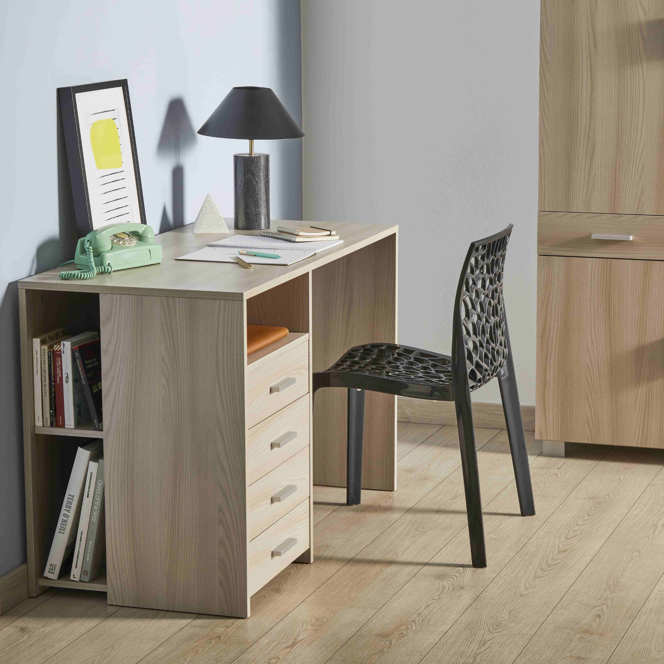 Space-saving 4-drawer wooden desk "Tokyo" 120x55 cm 76h