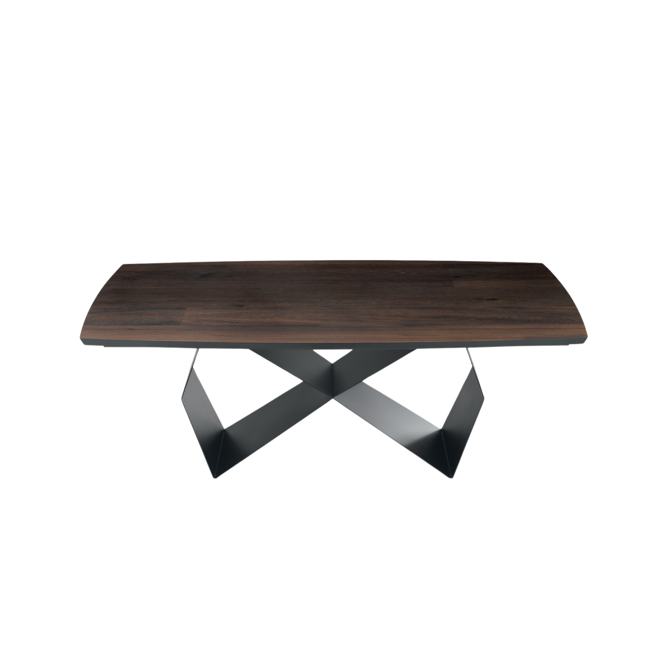 Extendable dining table "Reina" with metal base and oak top, 200/300x100 cm, 75 cm high