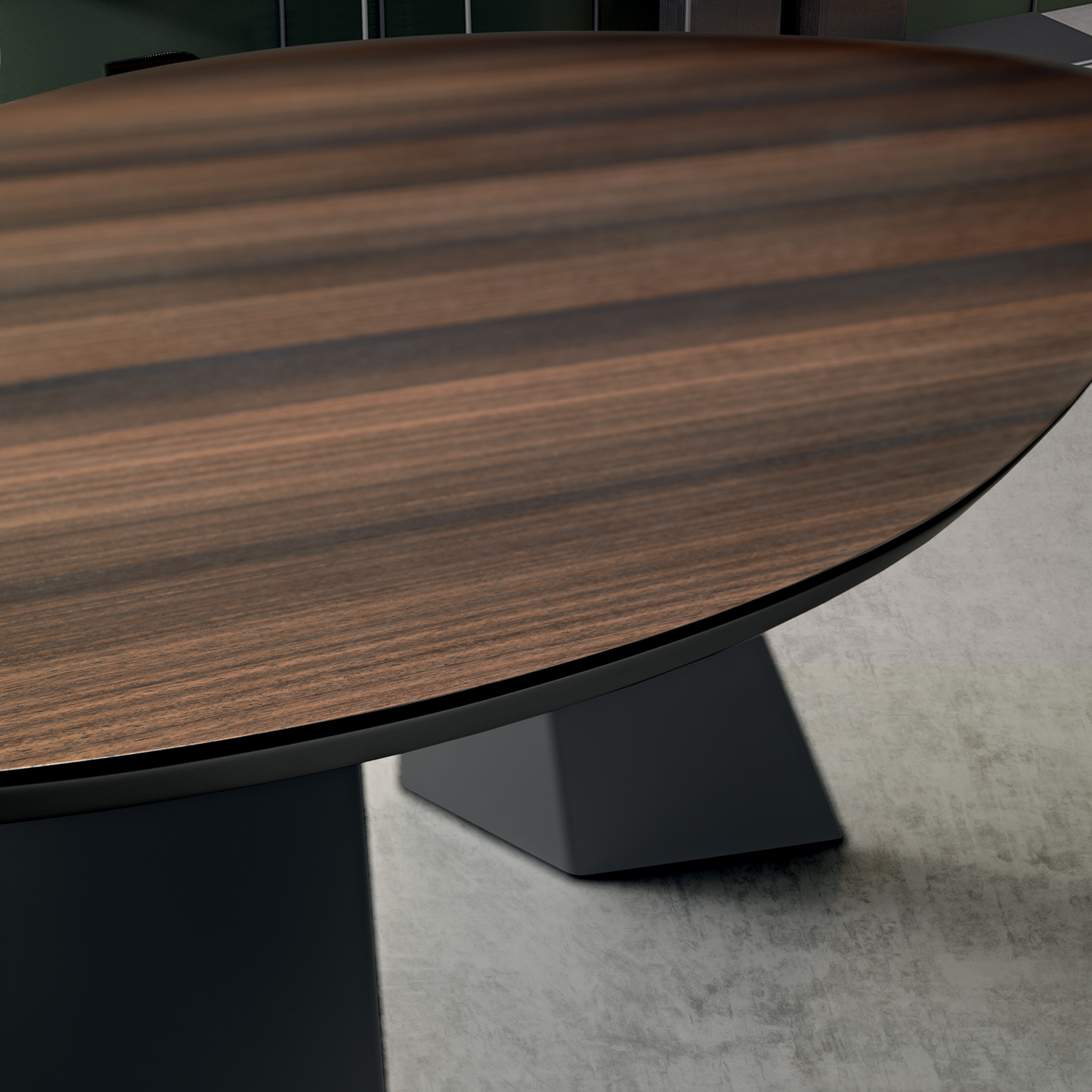 "Nargy" modern fixed dining table with metal base and oak top, 210x109 cm, 75 cm high