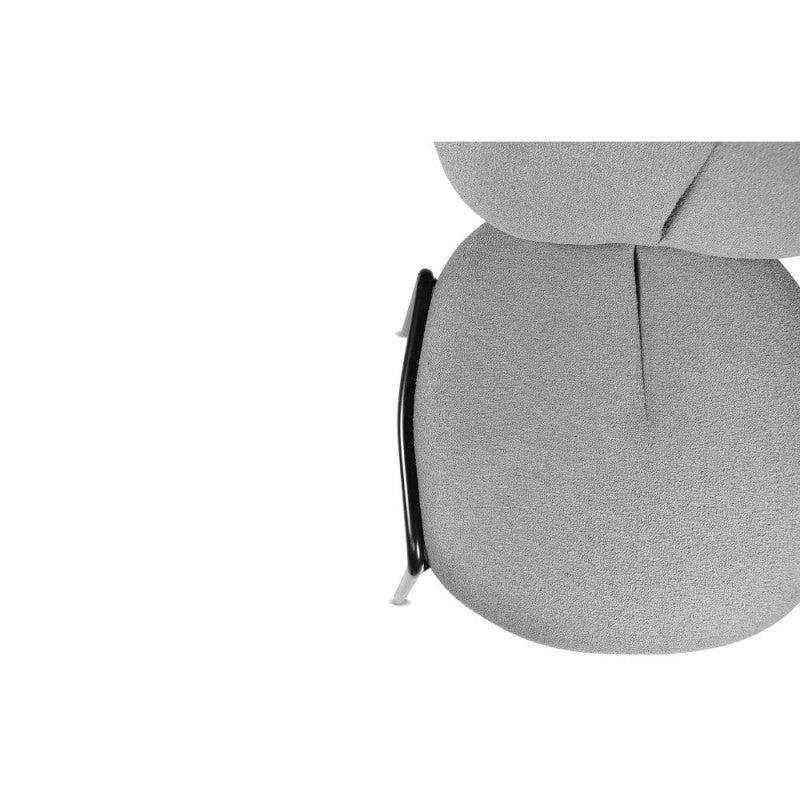 Set of "Sirio" dining chairs upholstered in Teddy fabric with black metal legs, 53x39 cm, 94h