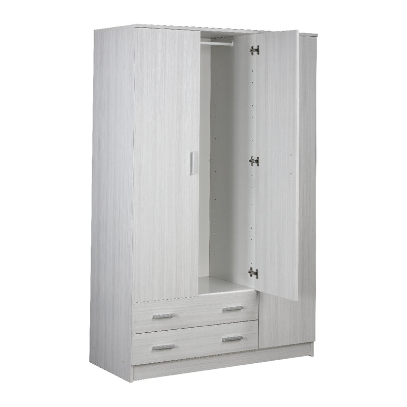 Modern wooden wardrobe with 3 doors, coat hanger, 2 drawers, 111x47 cm, 171h