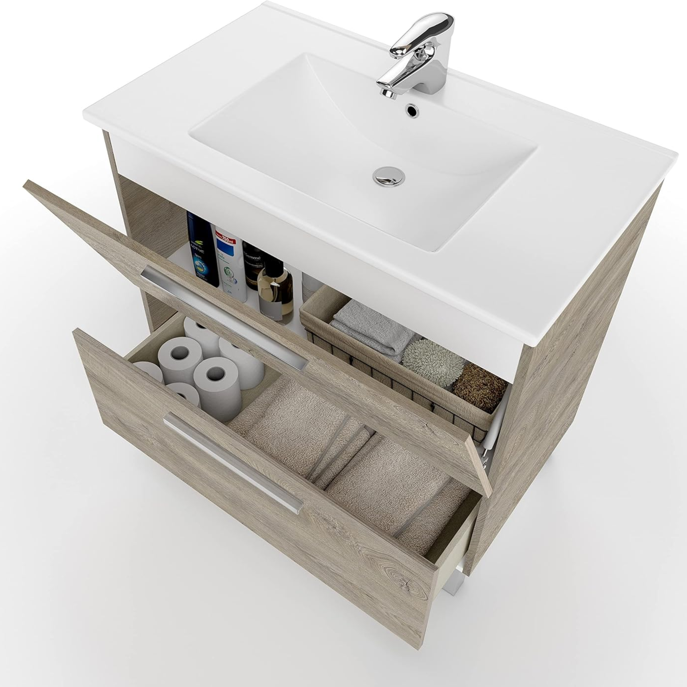 "Abaco" bathroom furniture kit with mirror, 1 door and 1 drawer without sink