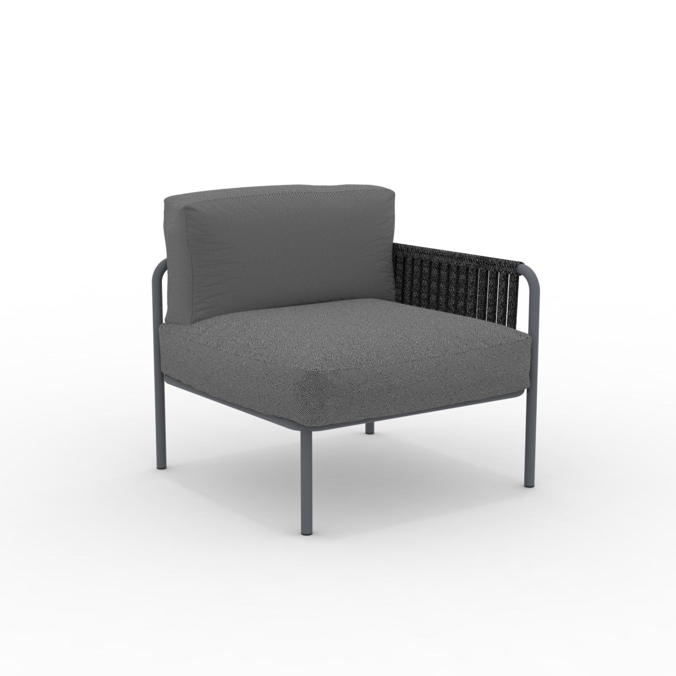 Corner sofa module with "Key West" rope backrest and cushions 80x80 cm 64h