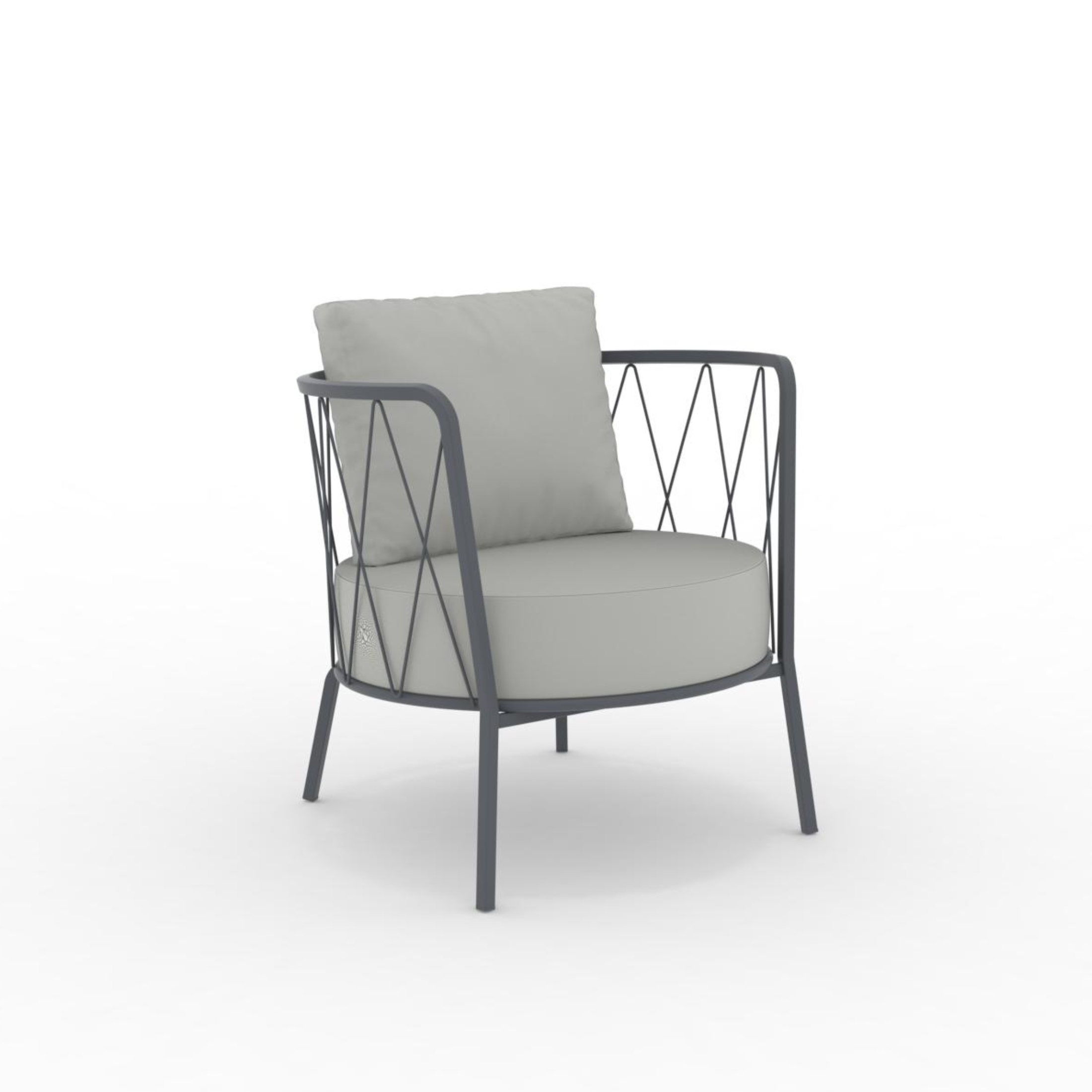 Low armchair in galvanized metal "Daisy12" garden lounge chair 73x73 cm 71h