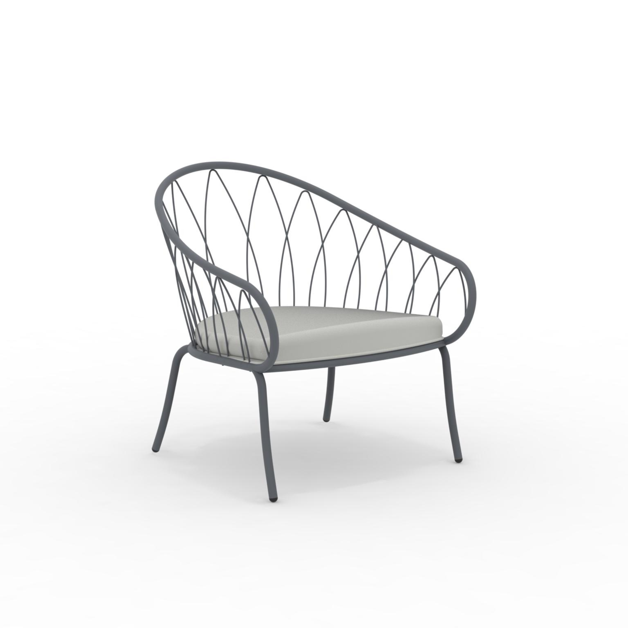 Low metal garden armchair "Flora" stackable lounge chair 75x75 cm 75h