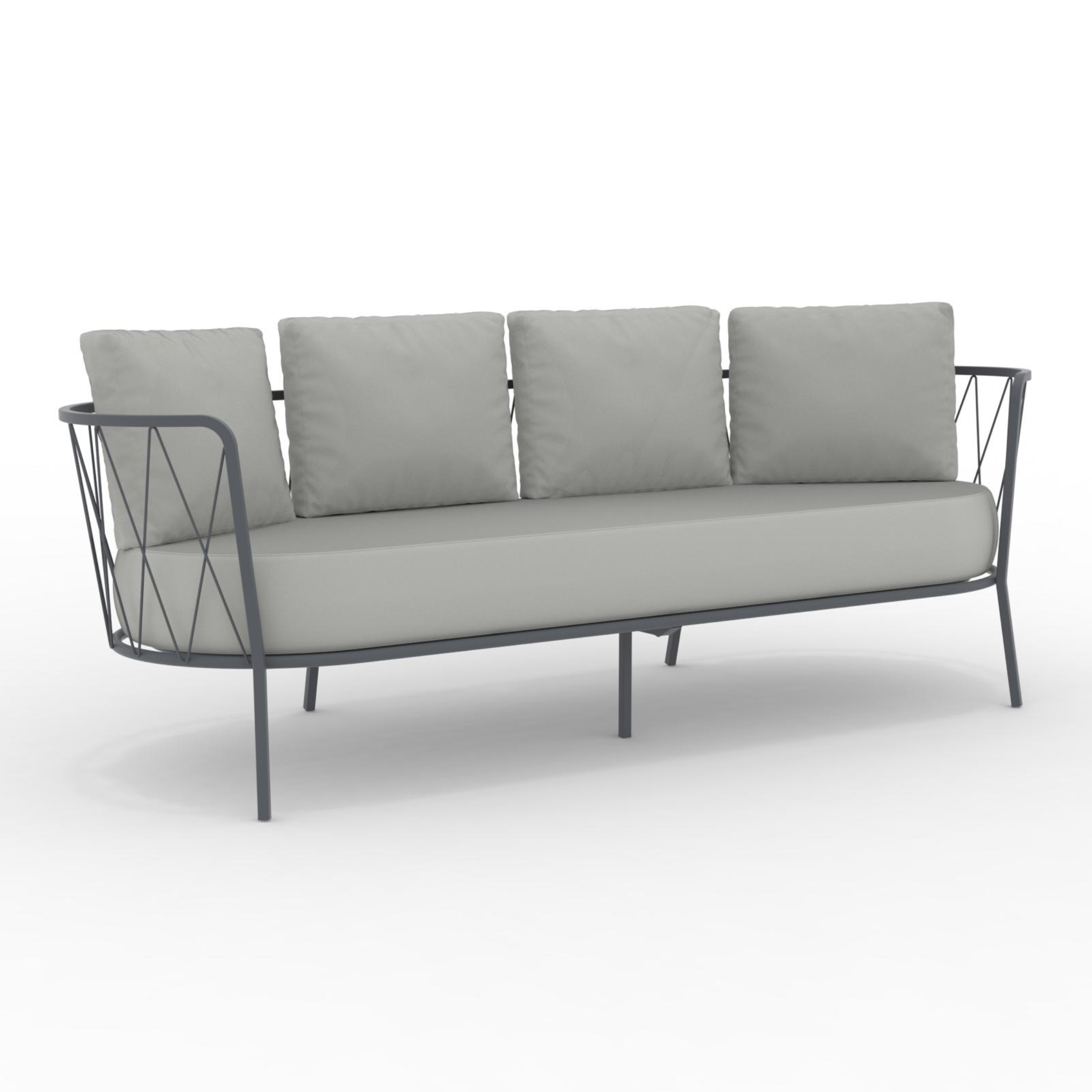 "Daisy14" 3-seater galvanized metal garden lounge sofa, 220x80 cm, 71 cm high