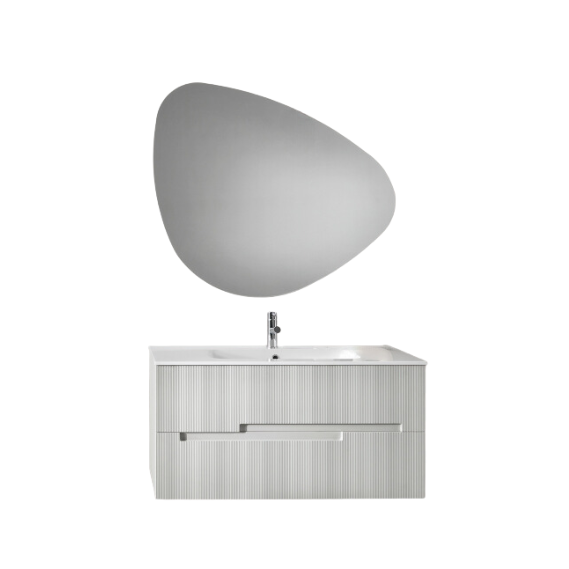 "Cosmo100" wooden bathroom cabinet with 2 sink drawers and suspended column