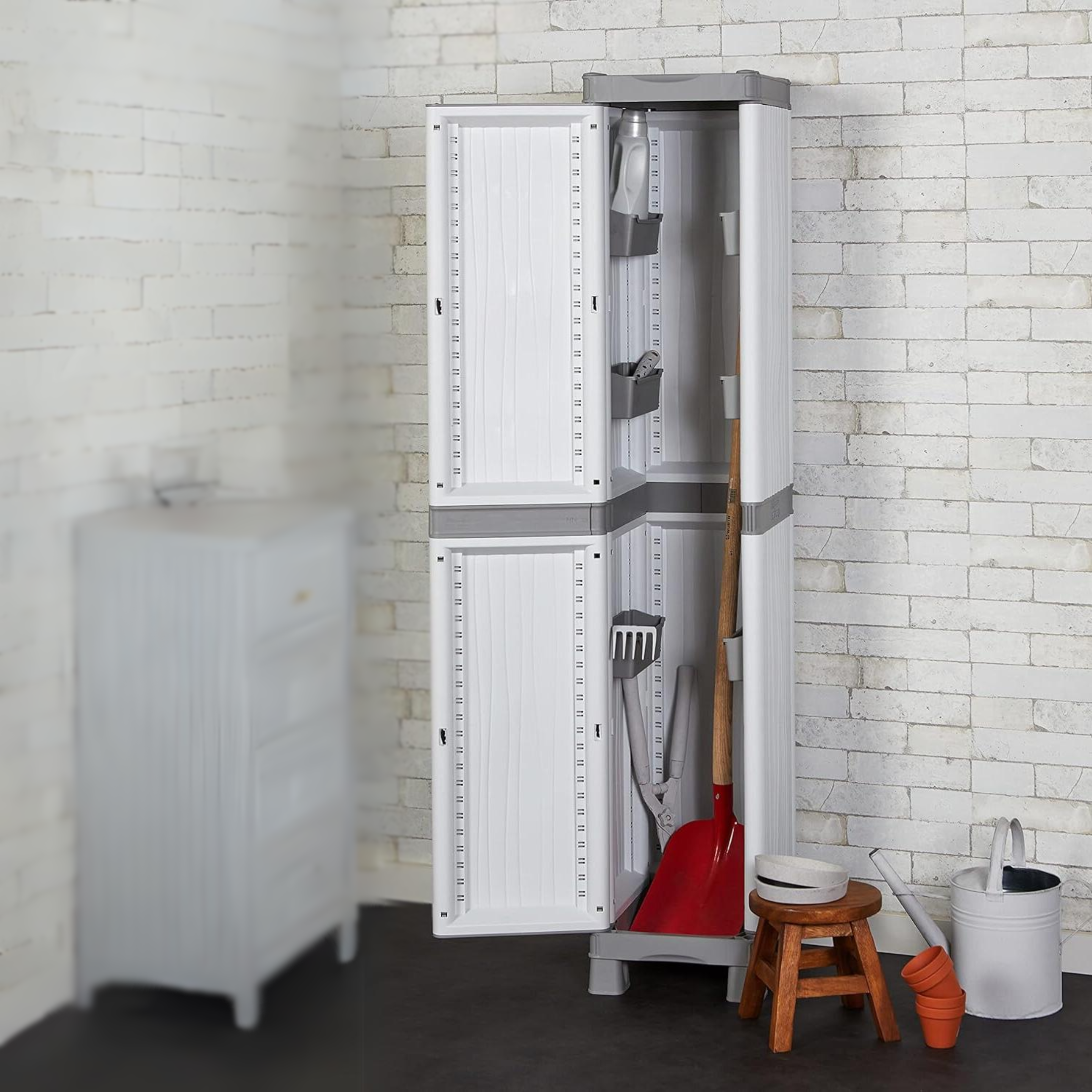 "Wave" shockproof resin wardrobe, 1 door, 5 shelves, raised feet, 35x44 cm, 181h