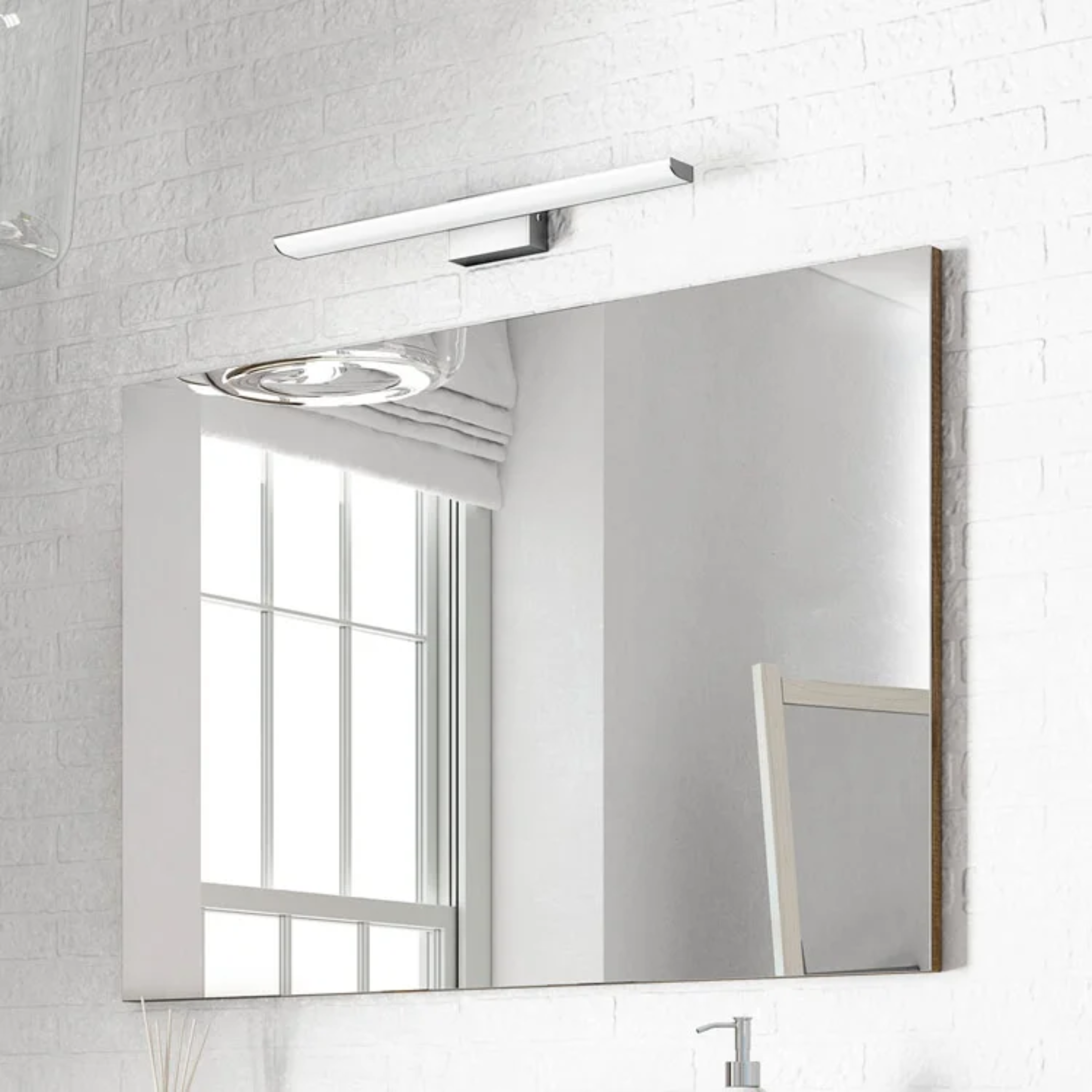 "Bali" suspended bathroom cabinet with 2 doors and mirror in Nordik oak wood